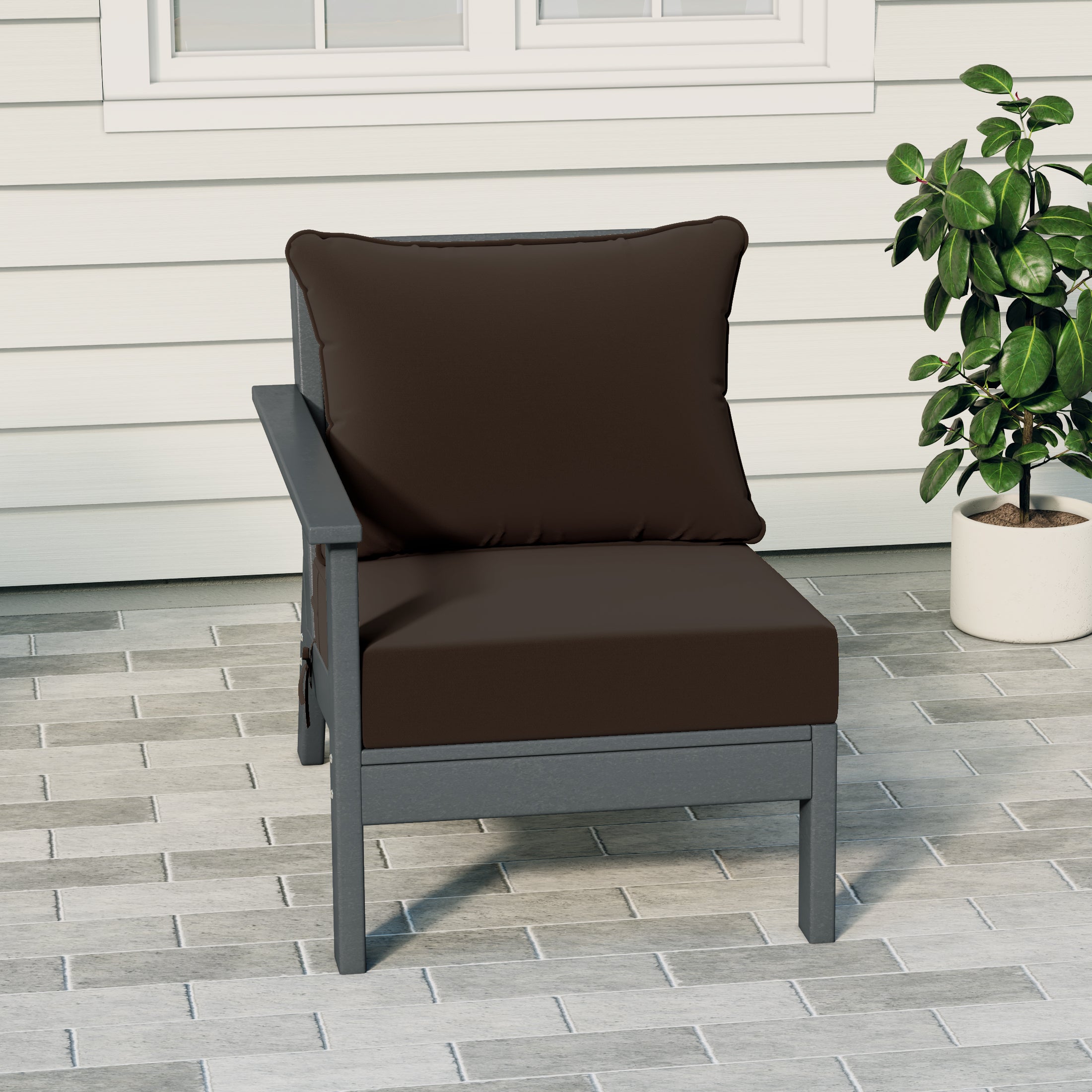 Portsmouth Outdoor Patio HDPE Left Arm Sectional Corner Club Chair with Patio Cushions