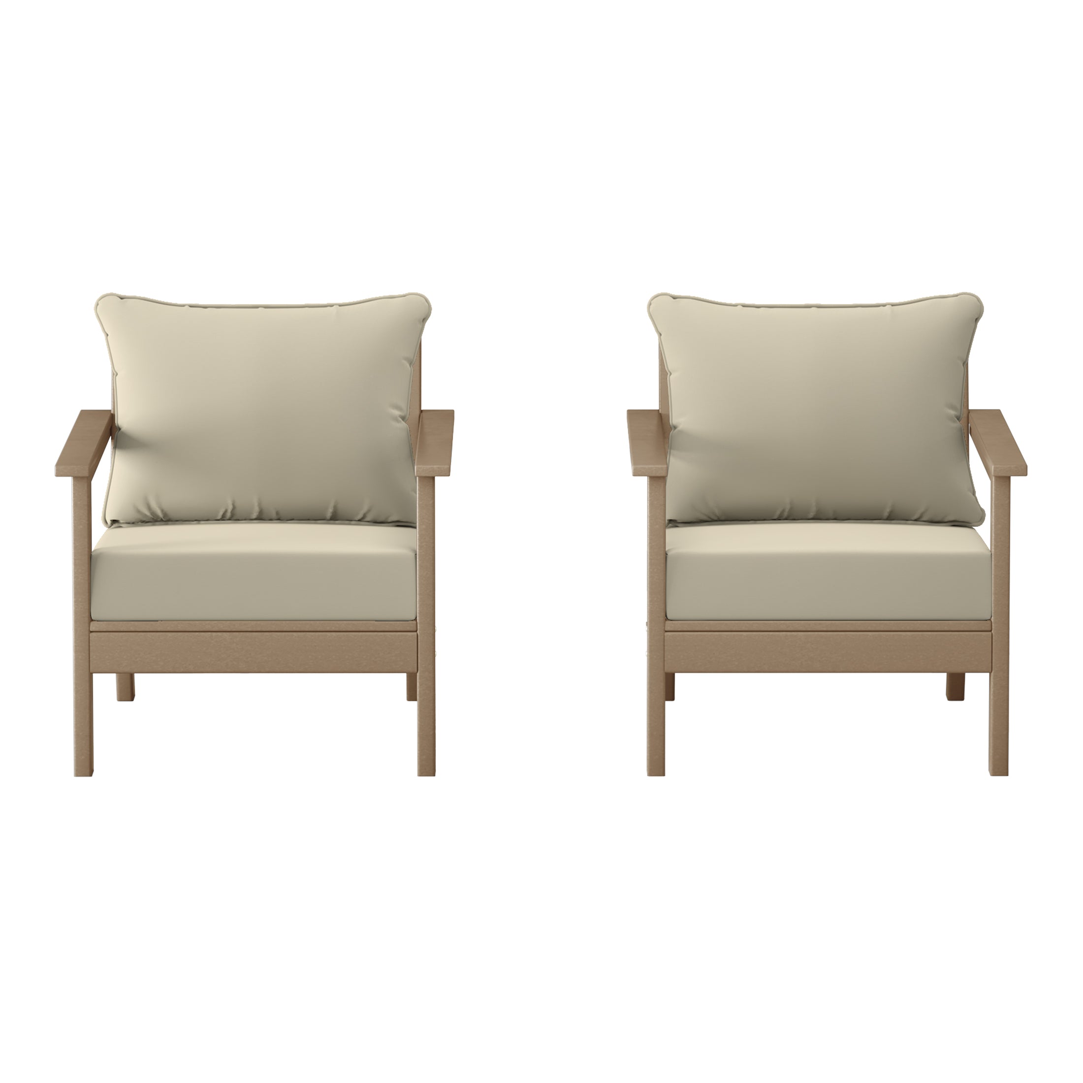 Portsmouth Outdoor Modern HDPE Patio Club Chairs with Deep Seat Cushions (Set of 2)