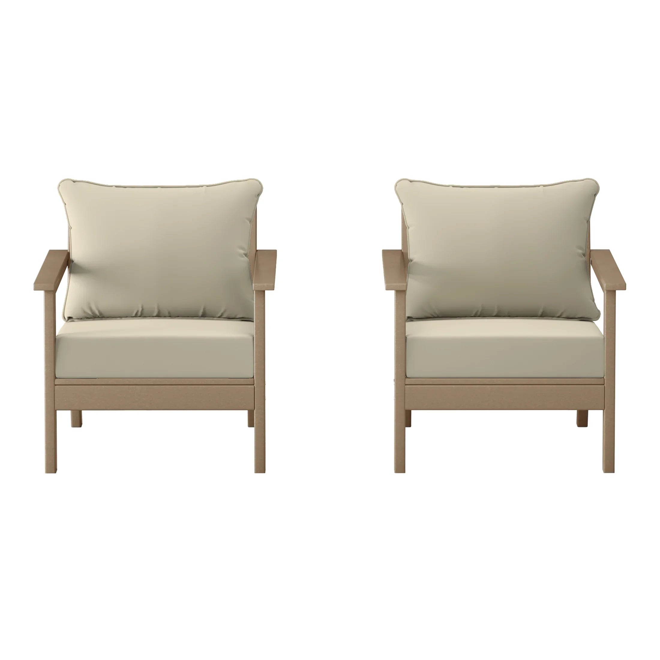 Portsmouth Outdoor Modern HDPE Patio Club Chairs with Deep Seat Cushions (Set of 2)