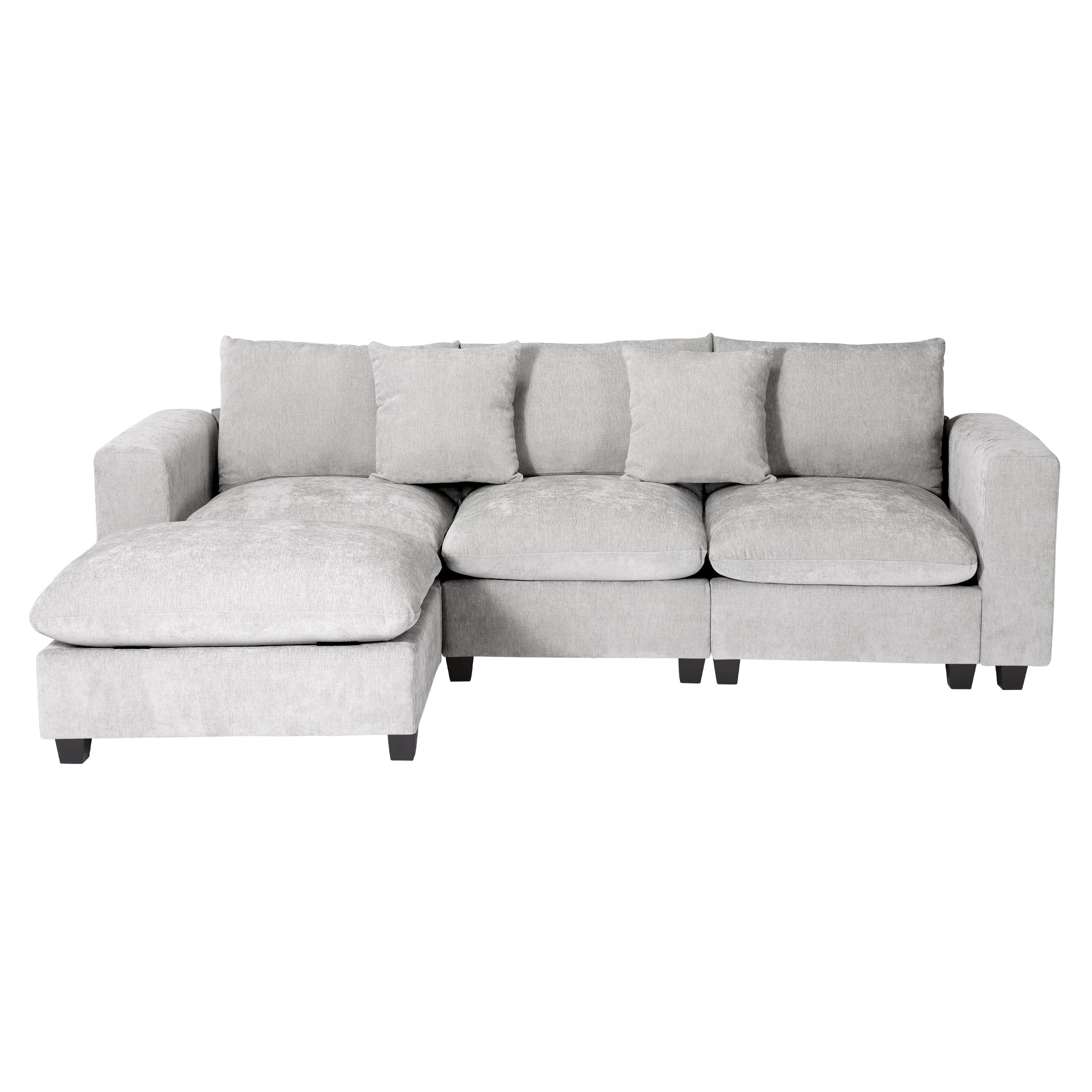 Springfield 99" Modular Chenille L-Shaped Sectional Sofa and Chaise With USB/Type-C Ports and Side Pockets