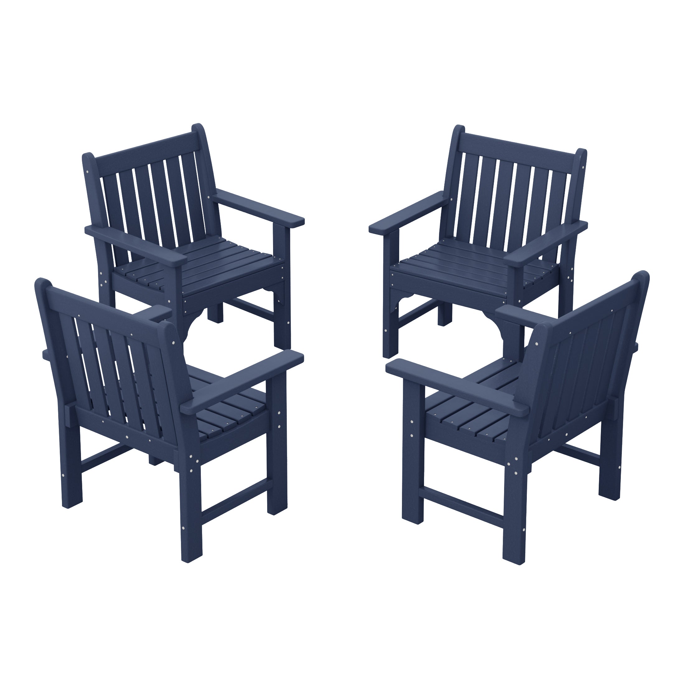 Paradise Outdoor Patio HDPE Adirondack Dining Arm Chairs (Set of 4)