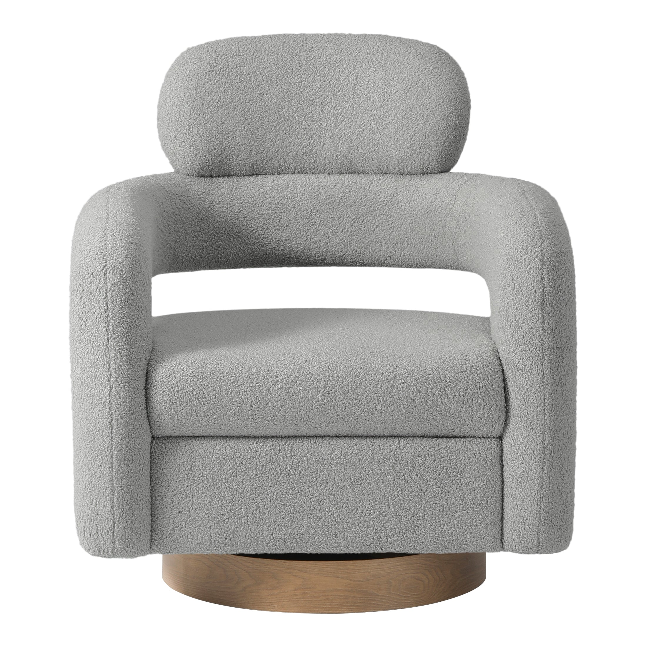 Celine Mid-Century Modern Sherpa Swivel Barrel Accent Chair