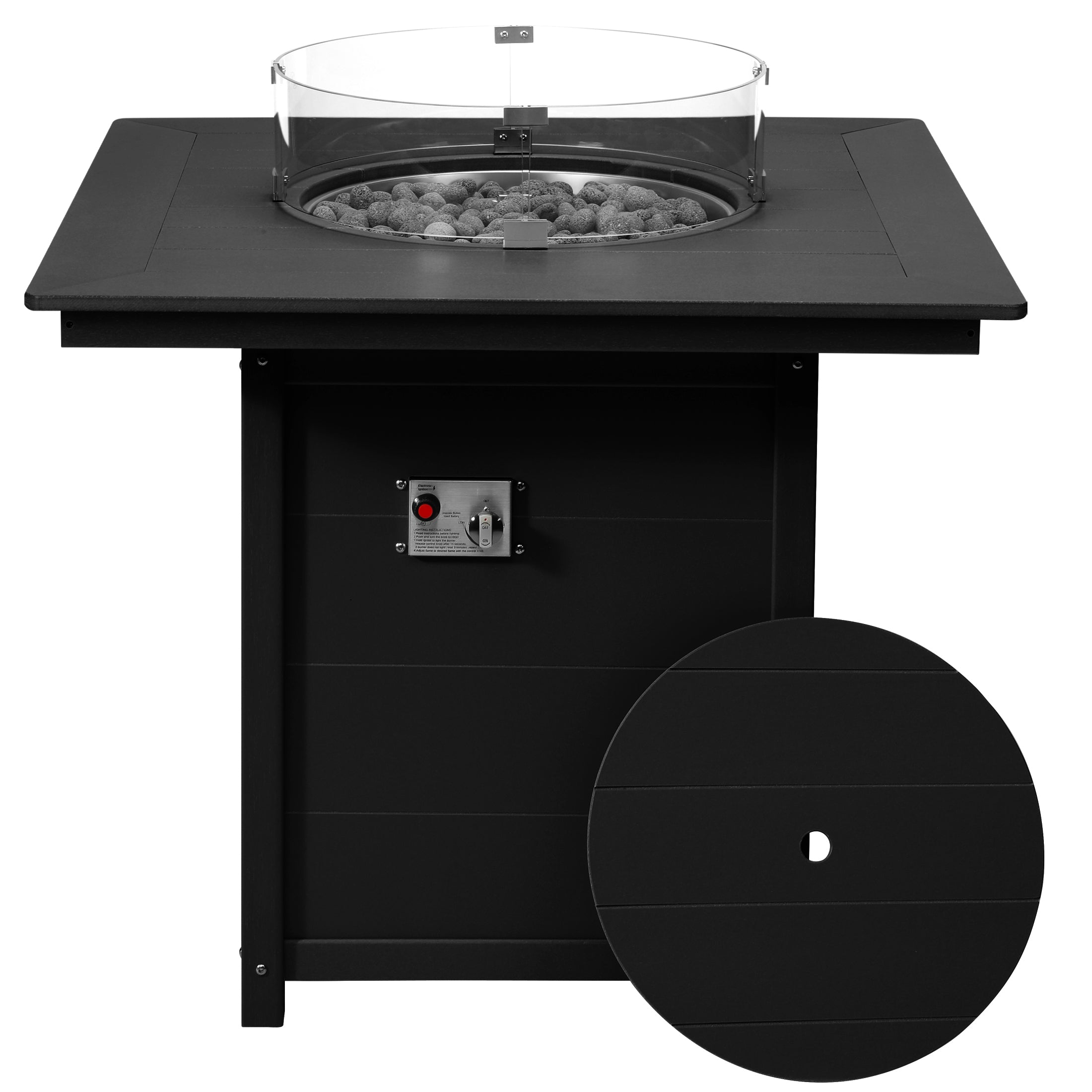 Sol 42" Modern Outdoor Patio Gas Propane Square Fire Pit Table