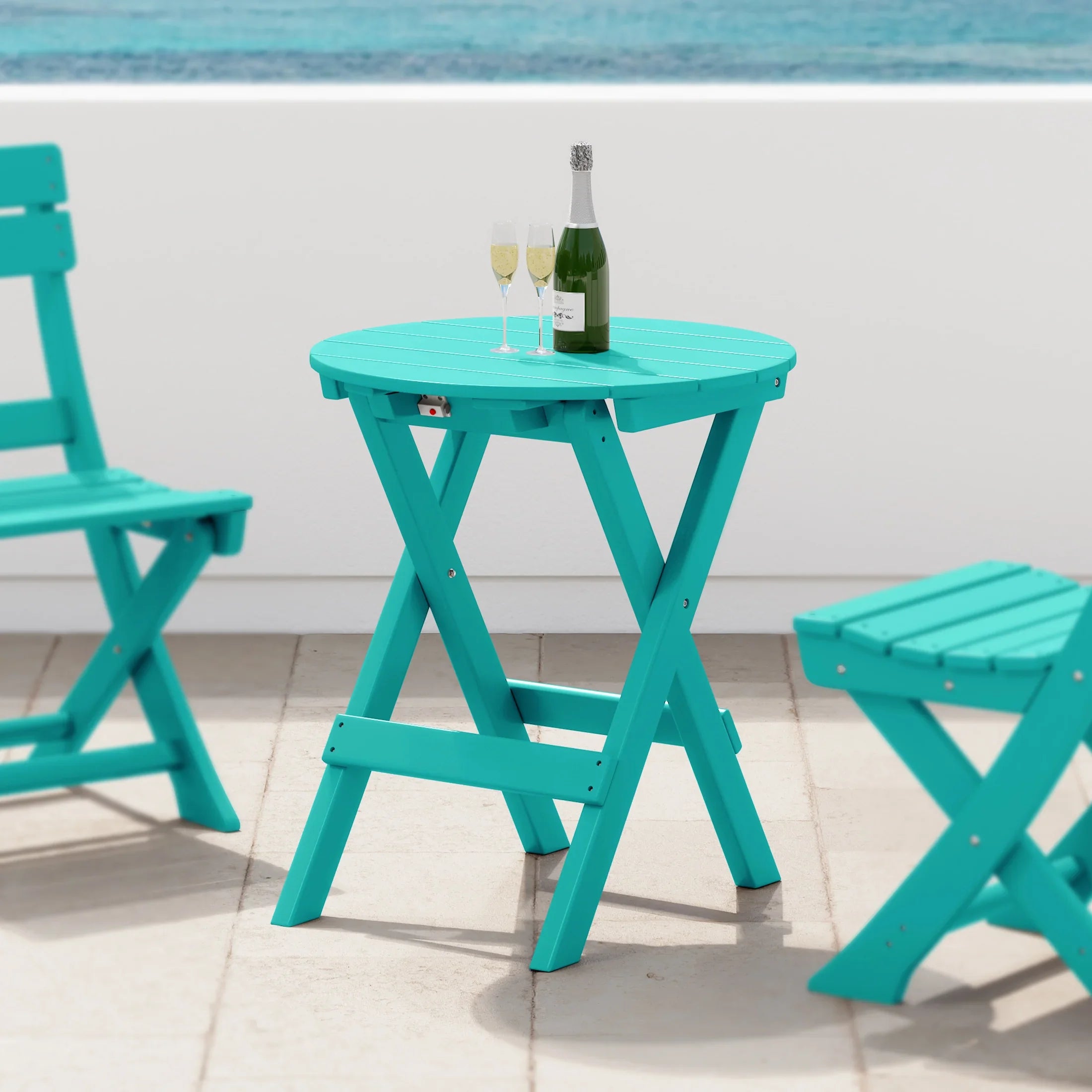 Paradise HDPE Outdoor 24.5 Inch Round Portable Folding Patio Dining Table