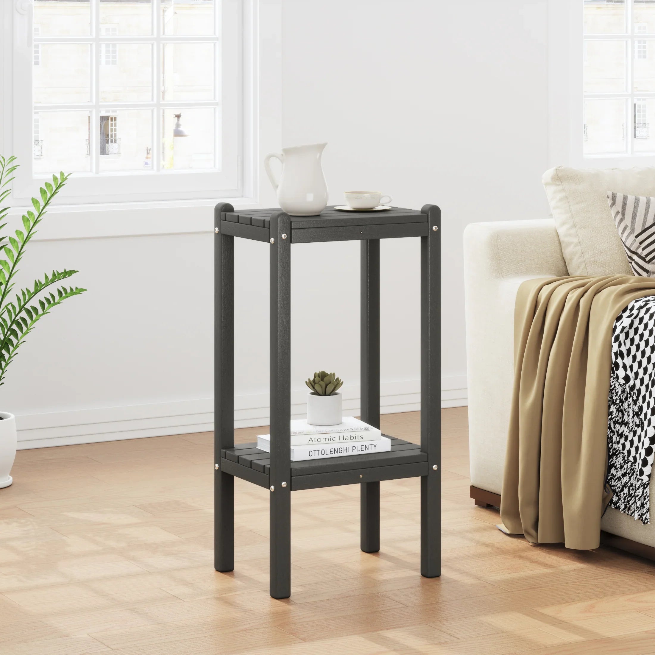 Paradise 36" Outdoor Adirondack HDPE 2-Tier Patio Side Table