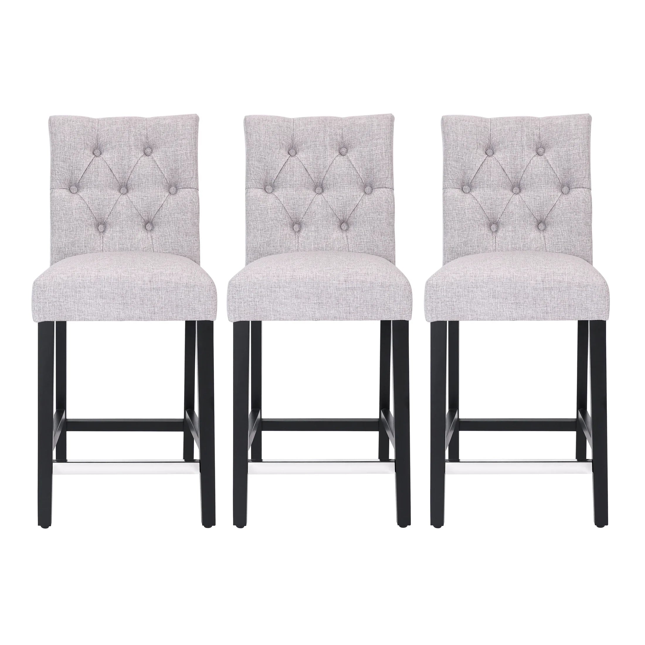 Bellmount 24" Upholstered Wood Counter Stool with Tufted Back (Set of 3)