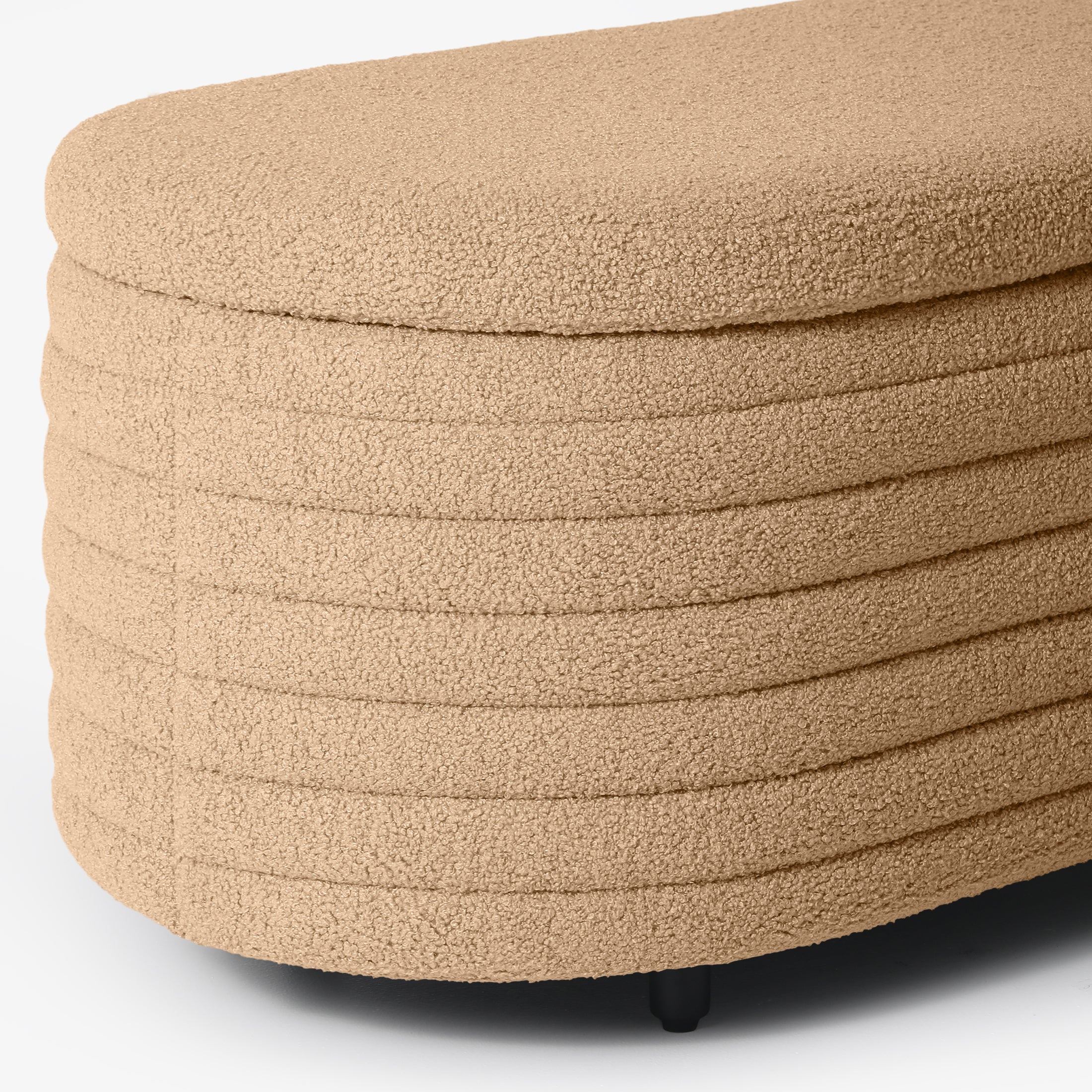 Celine 54" Wide Mid-Century Modern Upholstered Teddy Sherpa Tufted Oval Storage Ottoman Bench