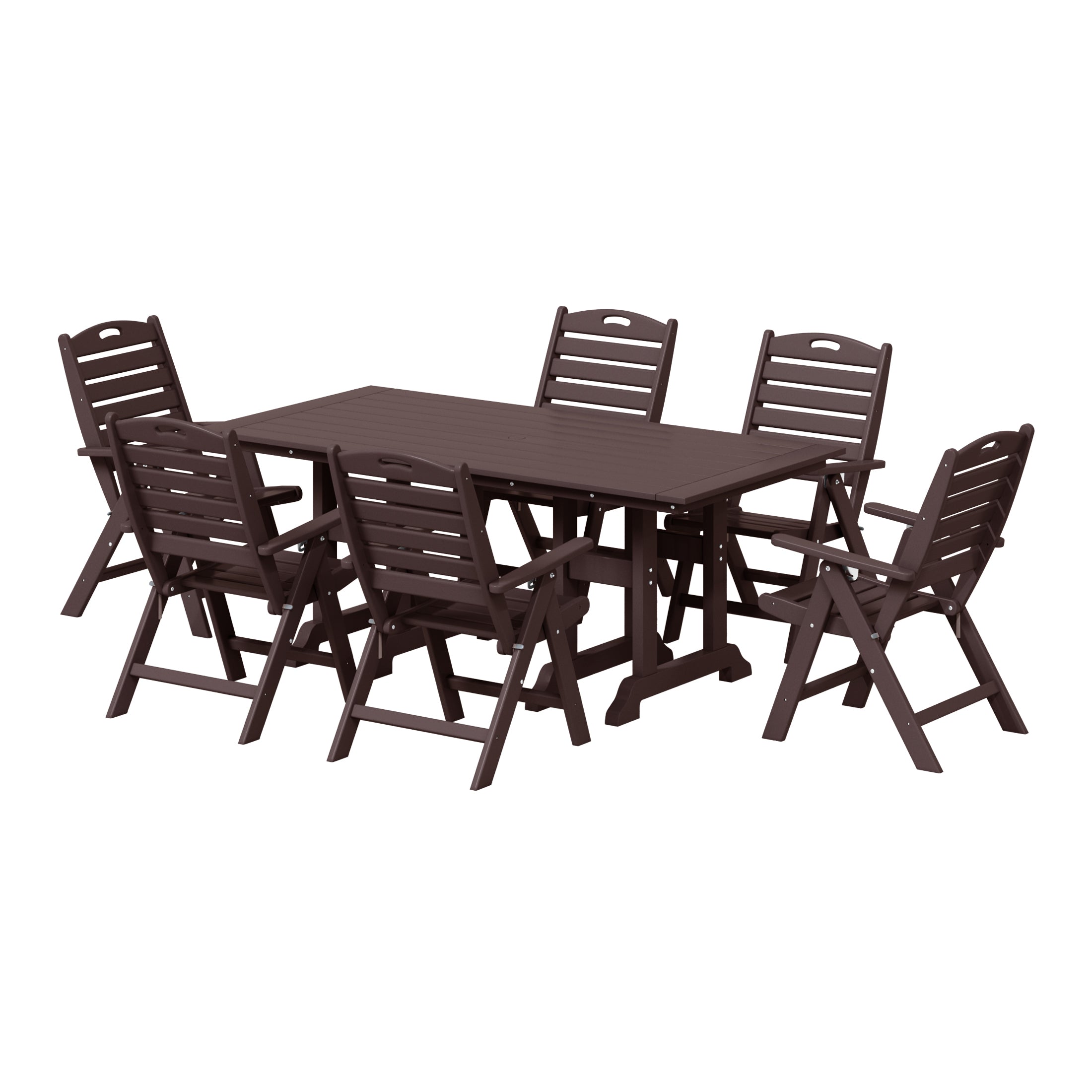 Paradise 7-Piece HDPE Rectangular Patio Dining Table Set with Foldable Chairs