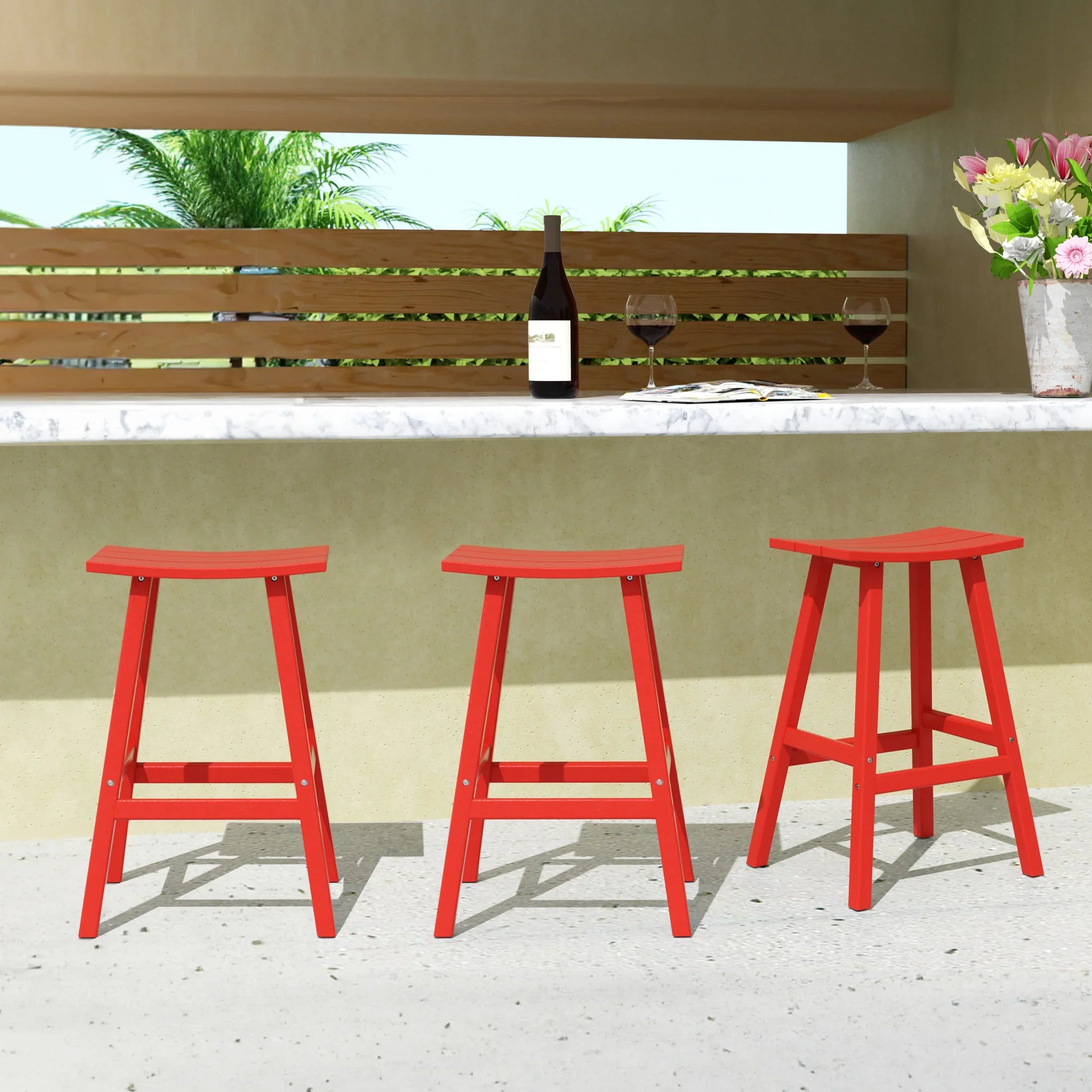 Paradise 29 Inch High Backless Seat Bar Stools (Set of 3)