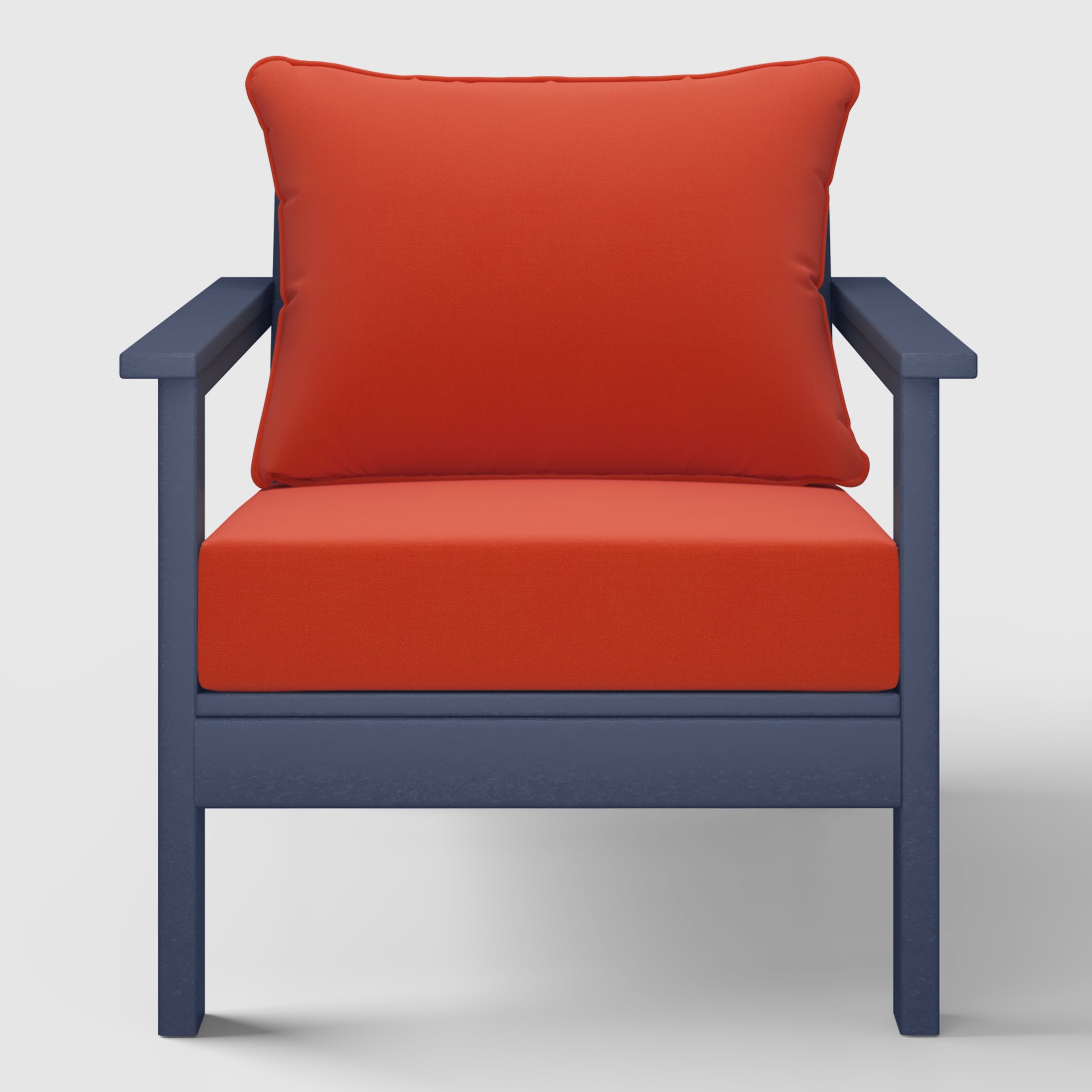 Portsmouth Outdoor Modern HDPE Patio Club Chair with Deep Seat Cushions