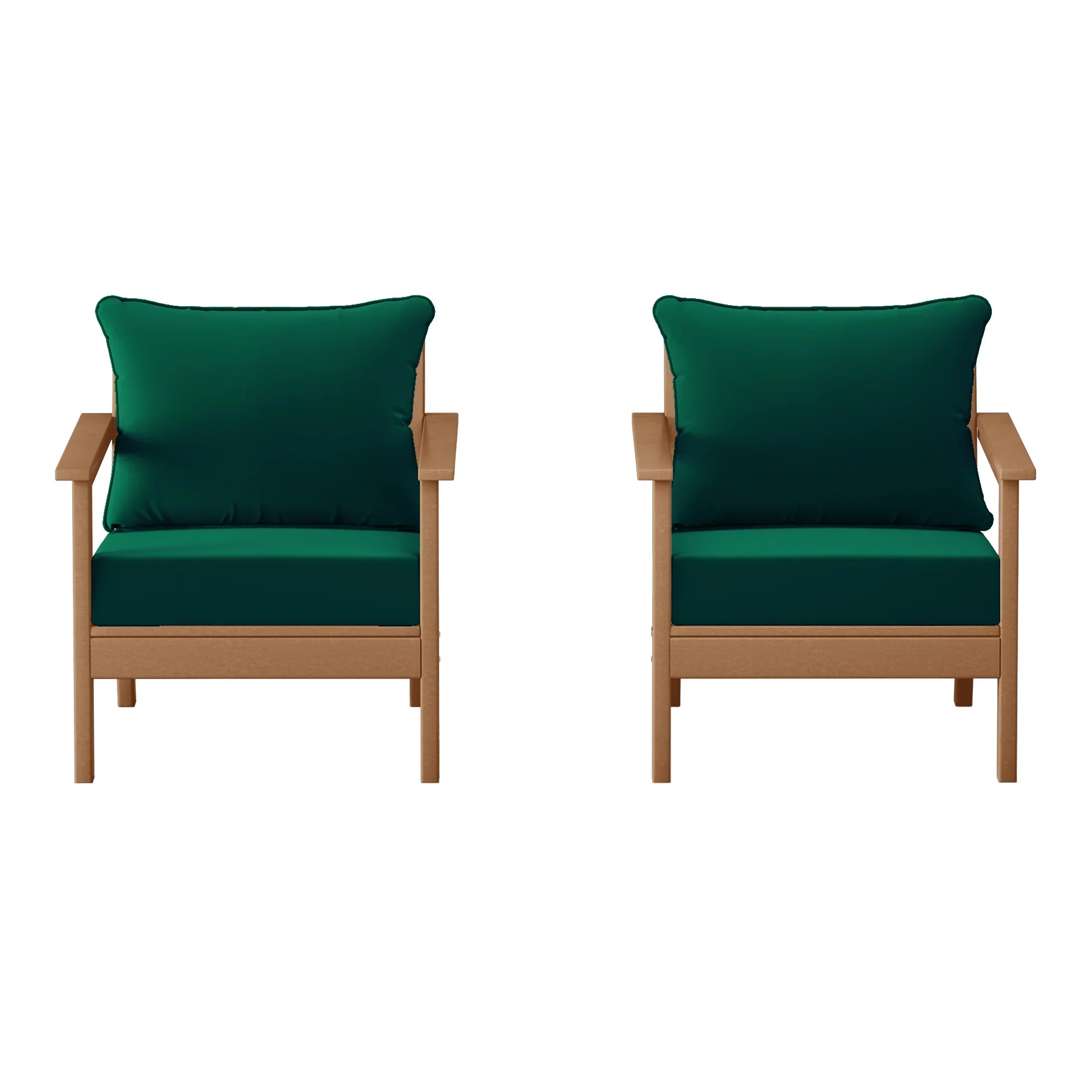 Portsmouth Outdoor Modern HDPE Patio Club Chairs with Deep Seat Cushions (Set of 2)