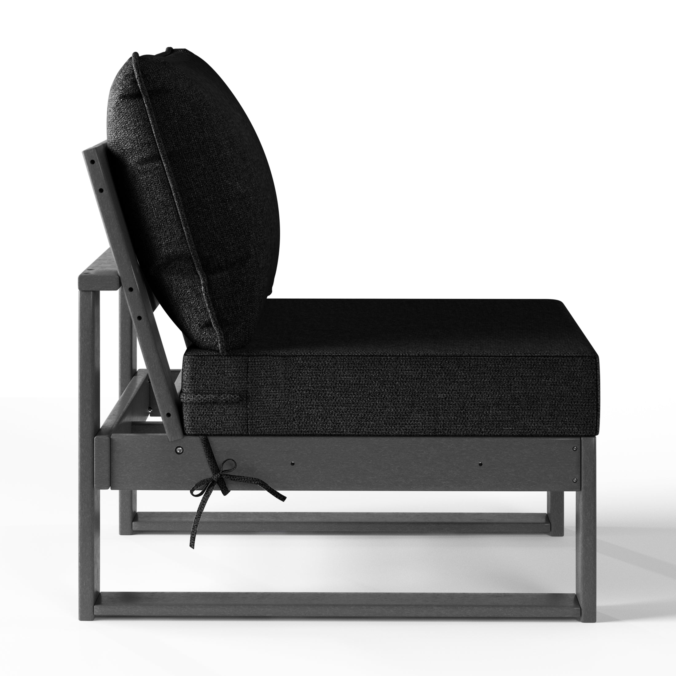 Rockaway Outdoor HDPE Sectional Armless Chair with Water-Proof Patio Cushions