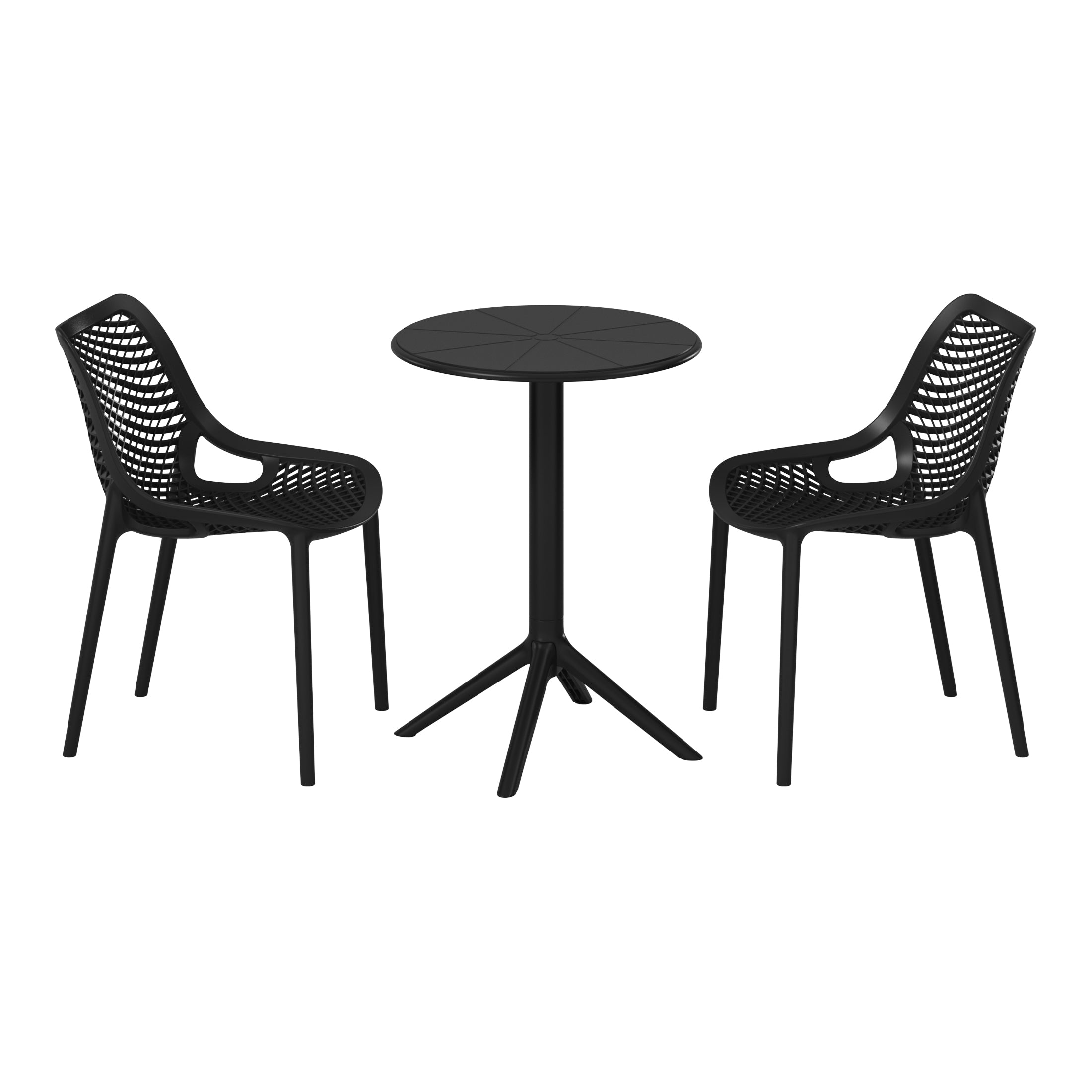 Sunshine 3-Piece Outdoor Resin Patio Bistro Set with Stackable Patio Dining Side Chairs