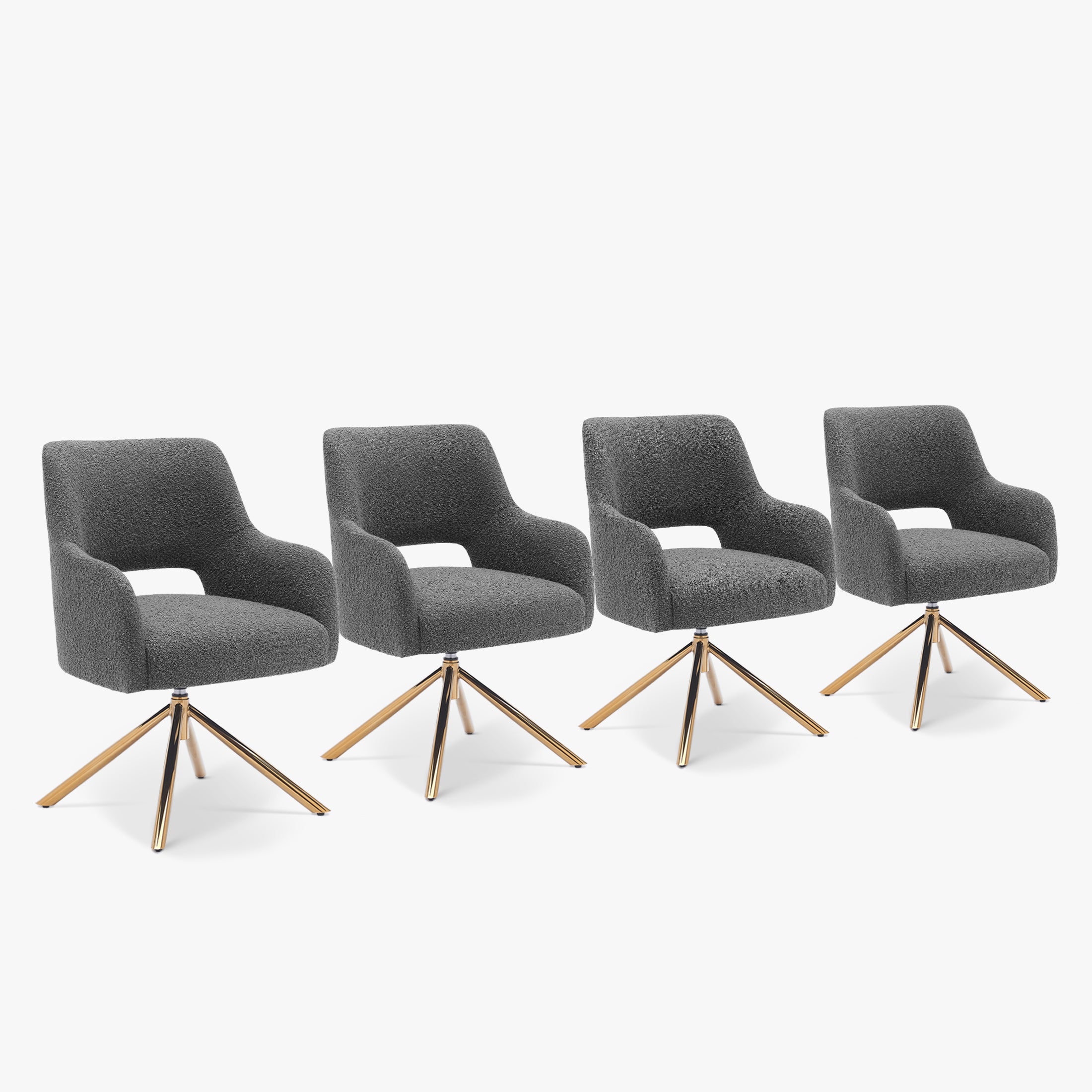 Amélie Mid-Century Modern Wide Boucle Swivel Accent Arm Chair (Set of 4)