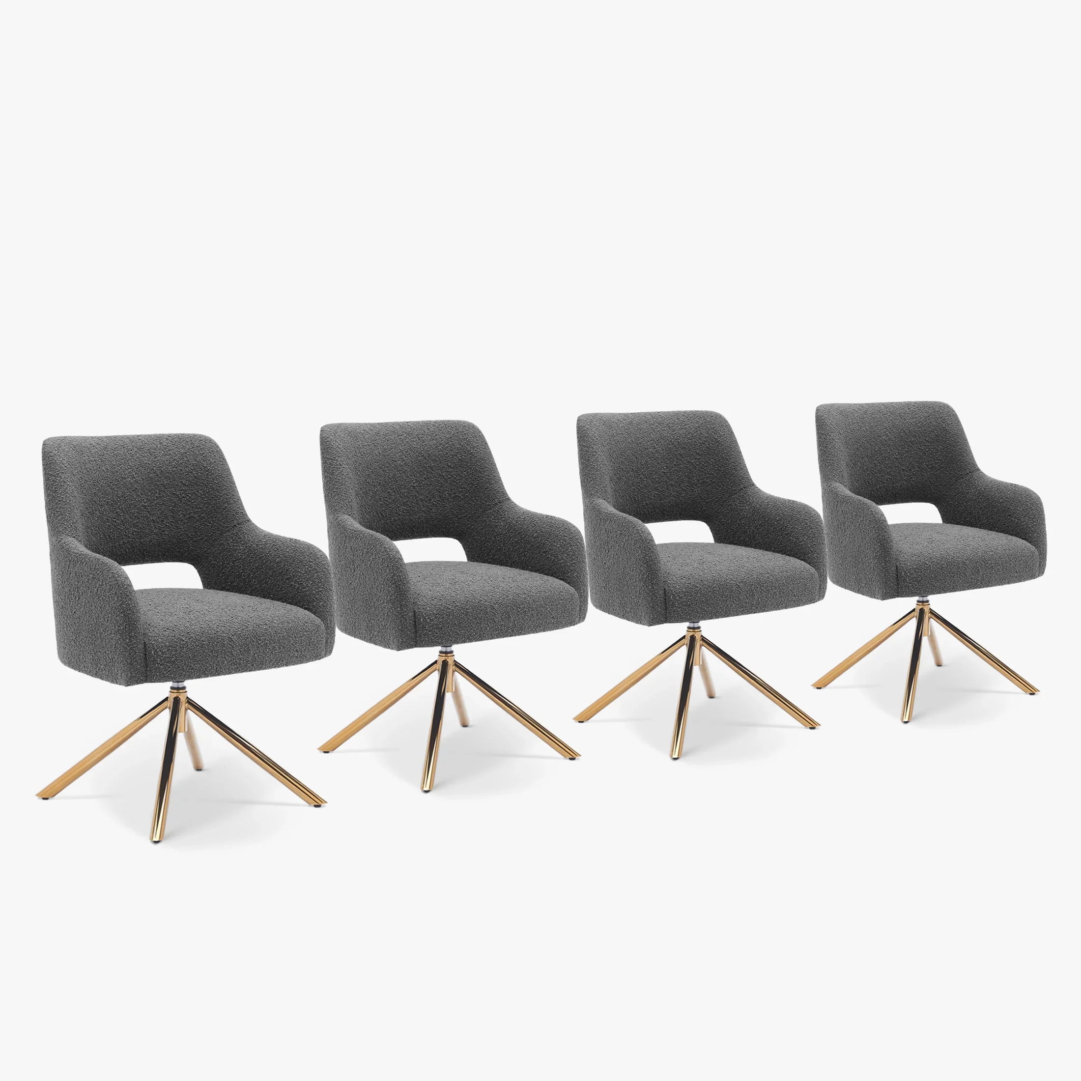 Amélie Mid-Century Modern Wide Boucle Swivel Accent Arm Chair (Set of 4)