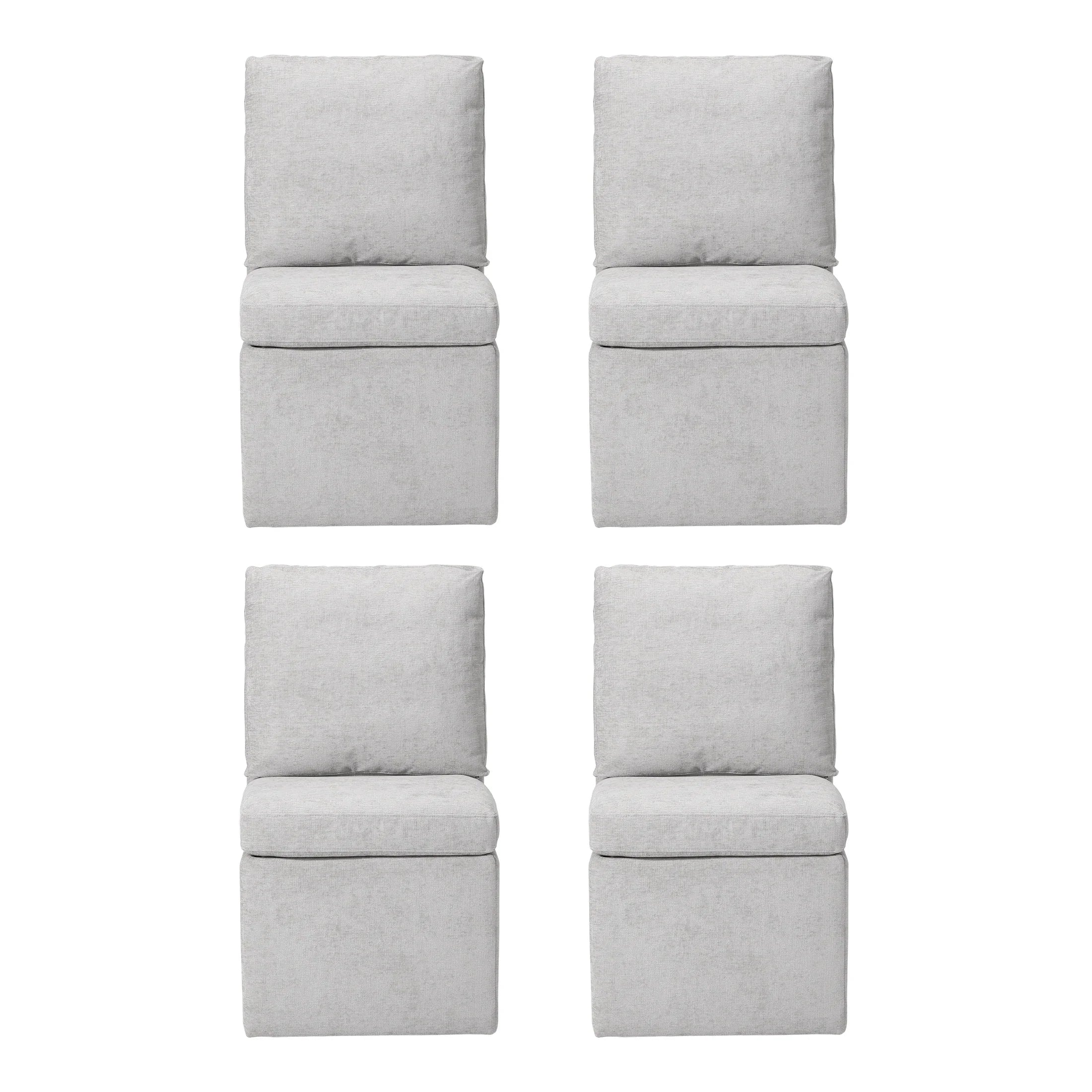 Danburry Modern Upholstered Chenille Armless Dining Chairs With Casters (Set of 4)