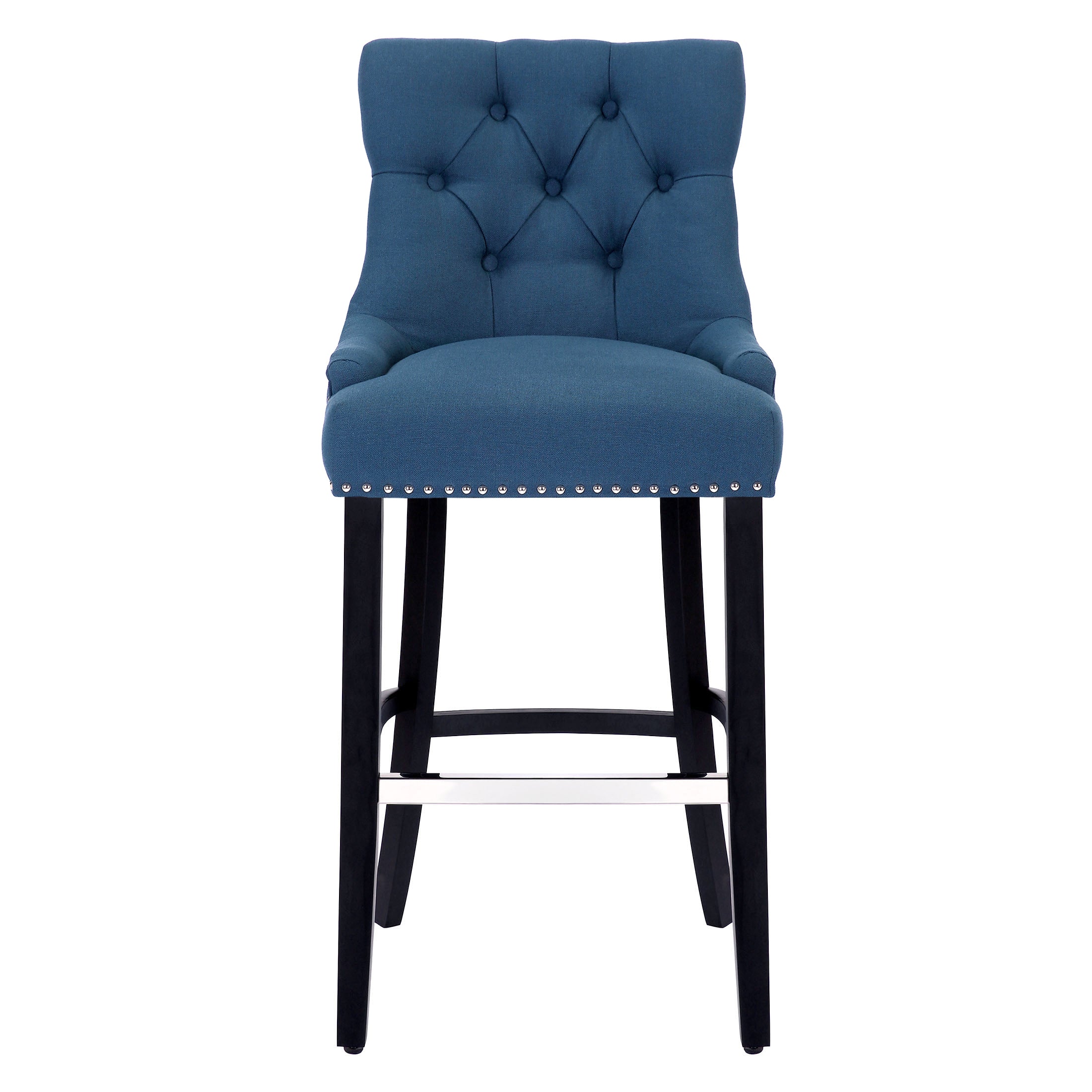 Bellmount 29" Upholstered Wood Bar Stool with Tufted Back
