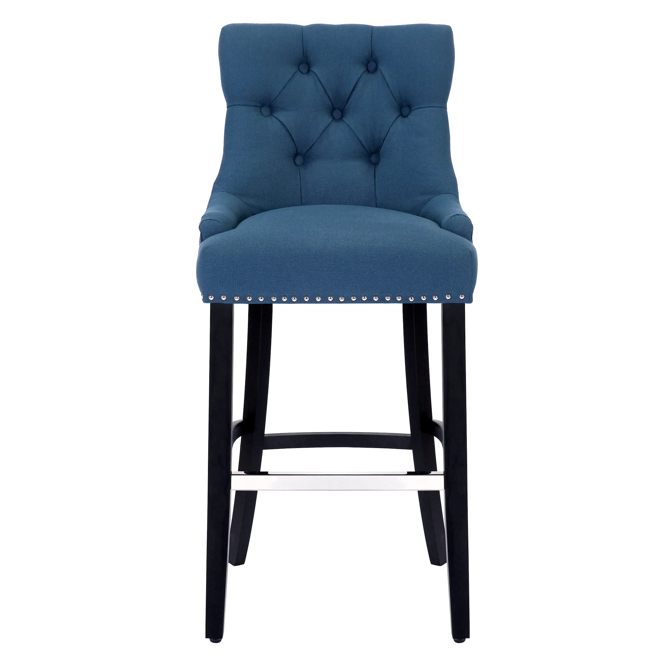 Bellmount 29" Upholstered Wood Bar Stool with Tufted Back