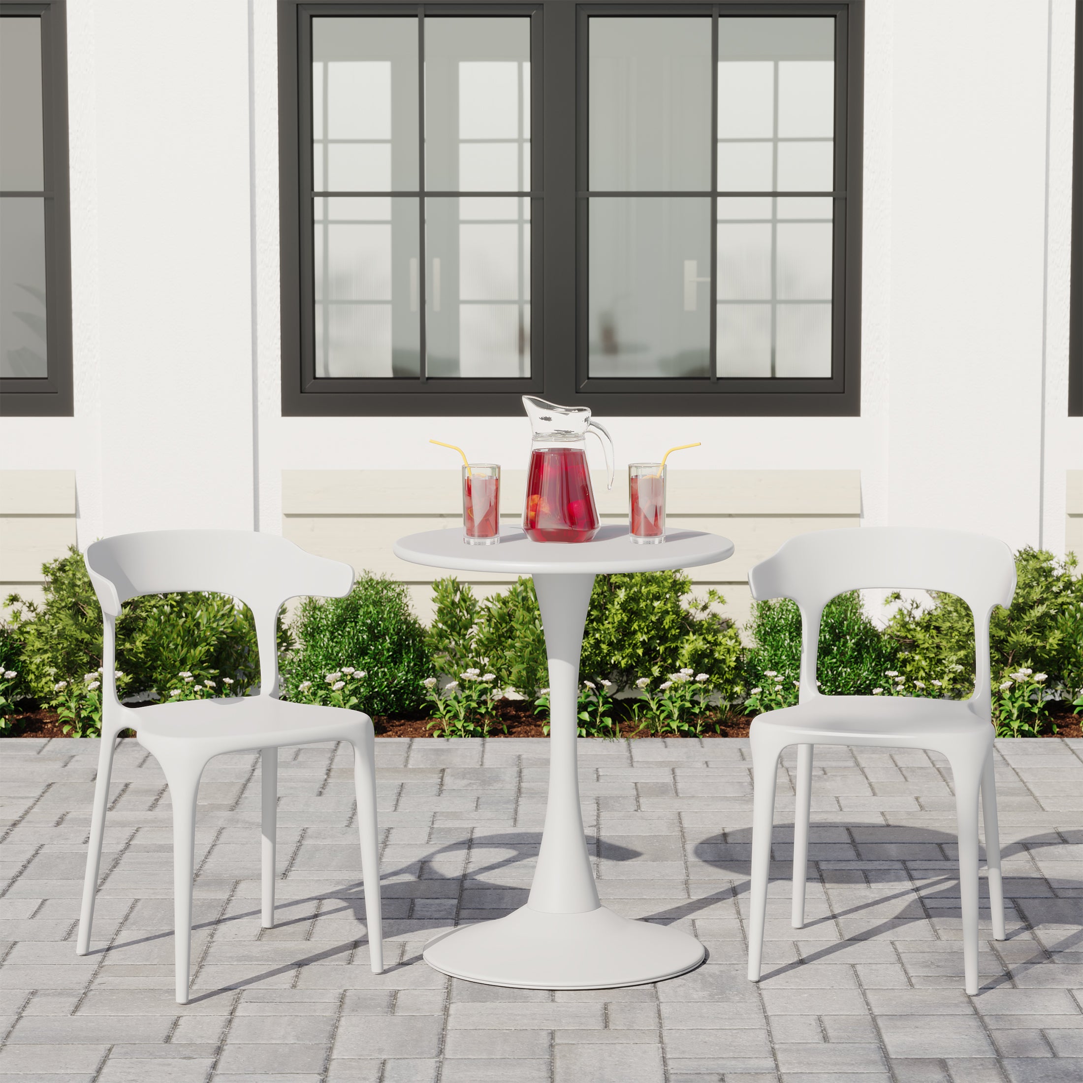 Sunshine Modern Stackable Resin Plastic Patio Dining Chair (Set of 2)