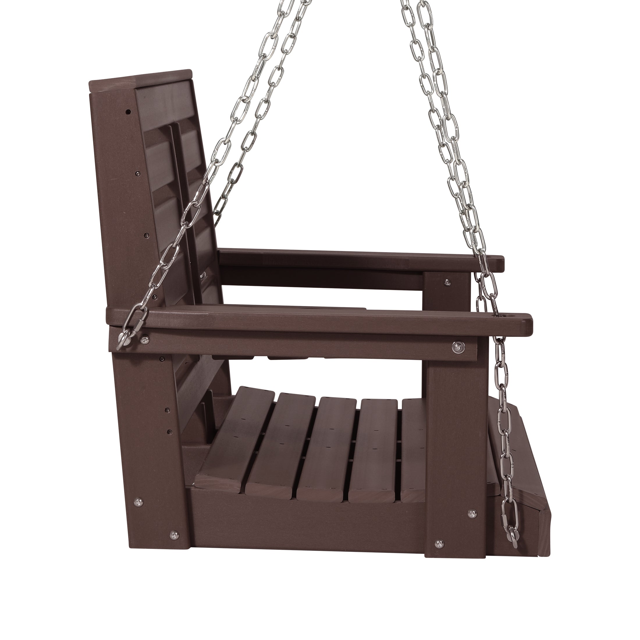 Charleston Outdoor HDPE 54" Front Hanging Porch Swing Bench With Cupholders