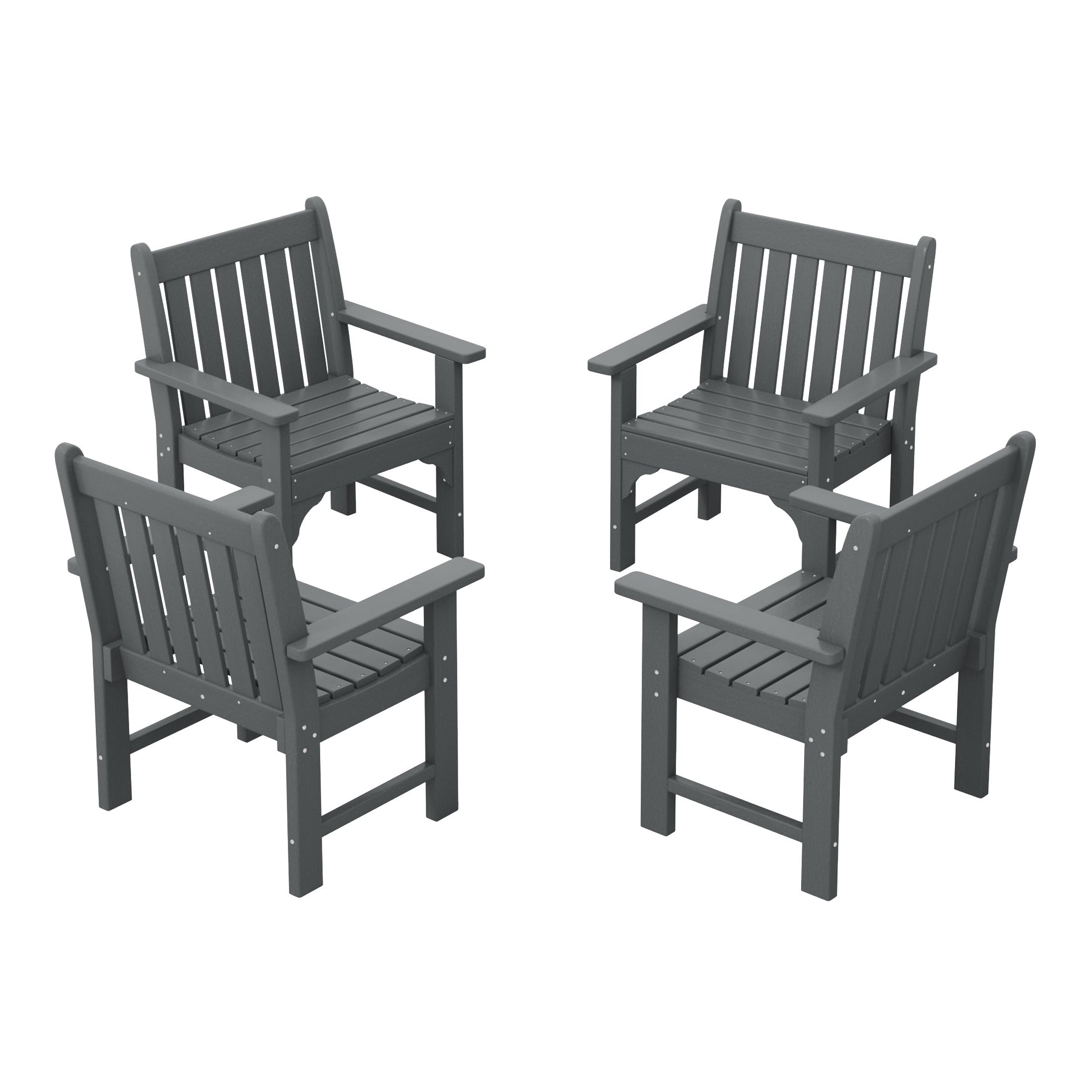Paradise Outdoor Patio HDPE Adirondack Dining Arm Chairs (Set of 4)