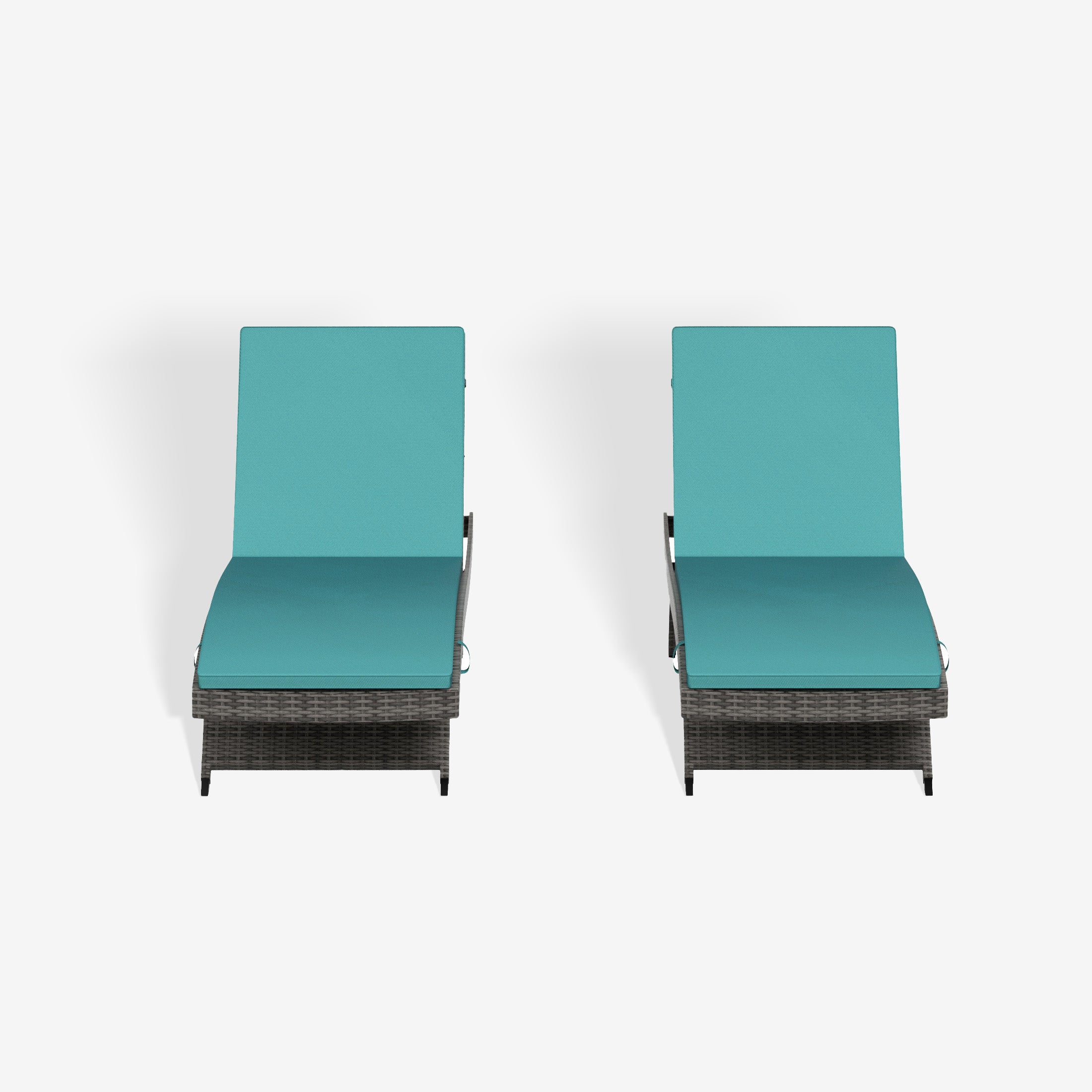 Bahama Grey Rattan Wicker Outdoor Chaise Lounge with Cushion (Set of 2)