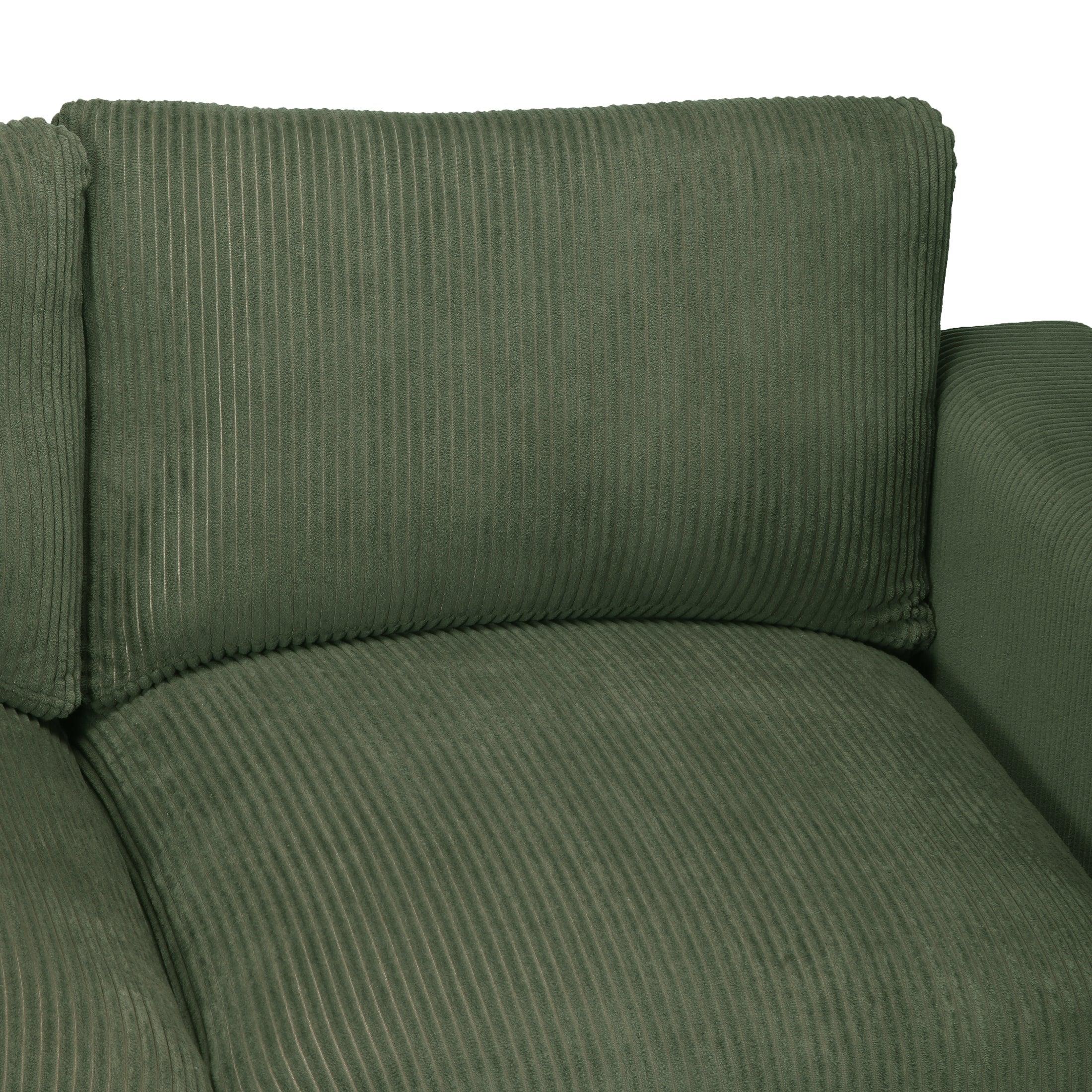 Ava 99" Modular Corduroy L-Shaped Sectional Sofa and Chaise With USB/Type-C Ports and Side Pockets