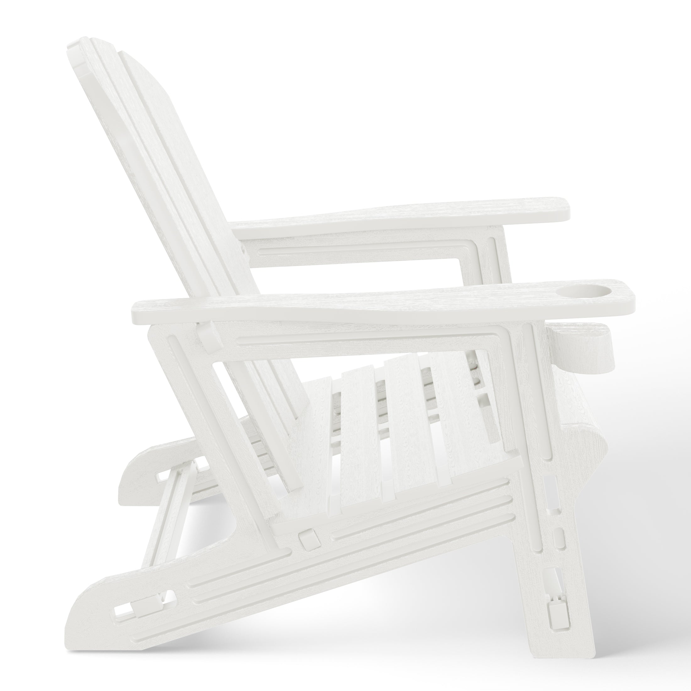 Cayman Tool-Free Assembly Outdoor Patio HDPE Plastic Adirondack Chair with Cup Holder