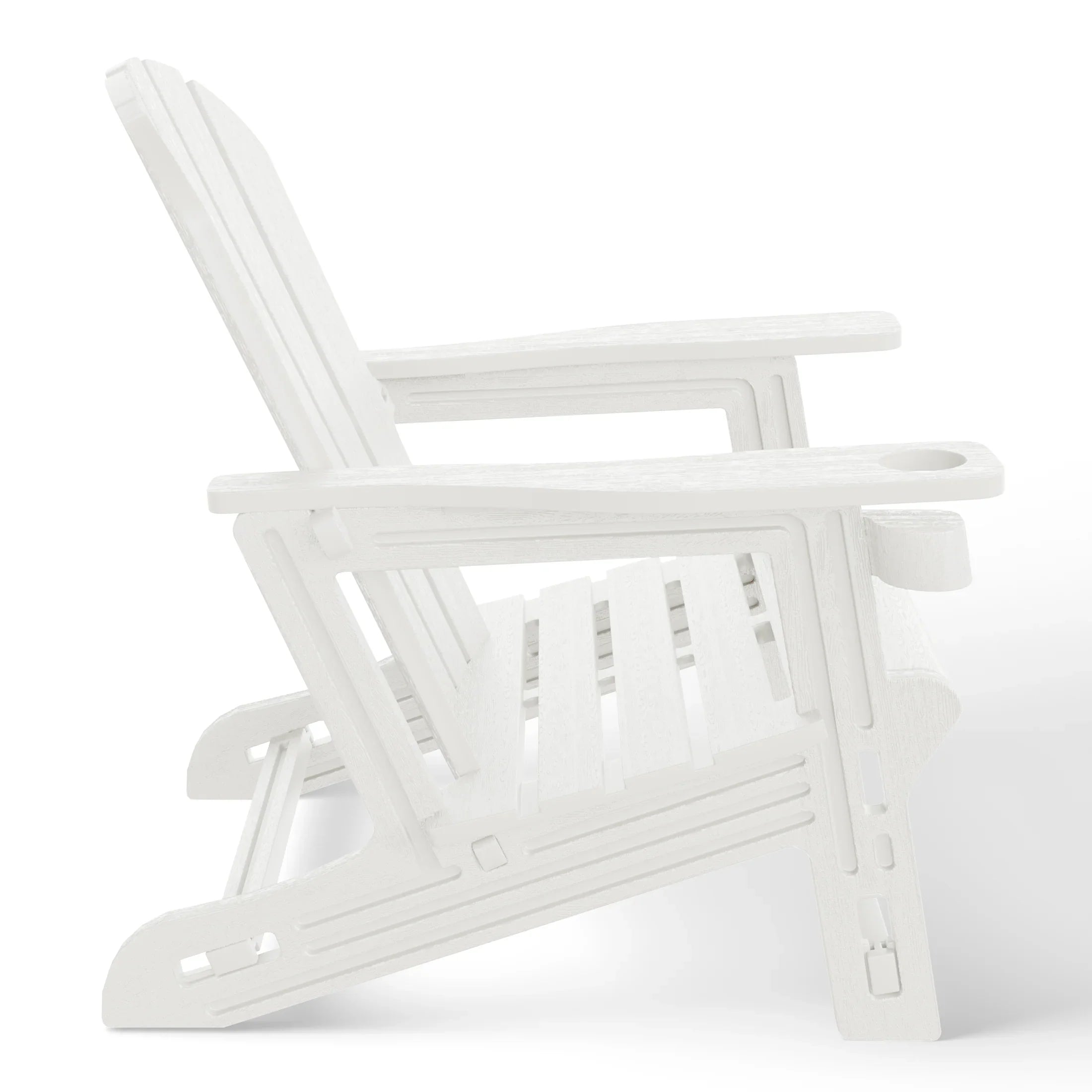 Cayman Tool-Free Assembly Outdoor Patio HDPE Plastic Adirondack Chair with Cup Holder (Set of 2)
