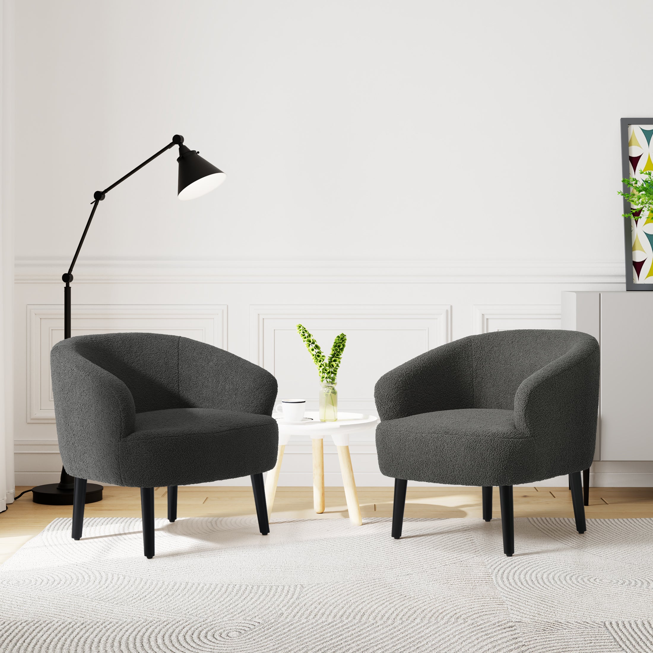 Celine 29" Wide Mid Century Modern Club Barrel Accent Armchair, Set of Two