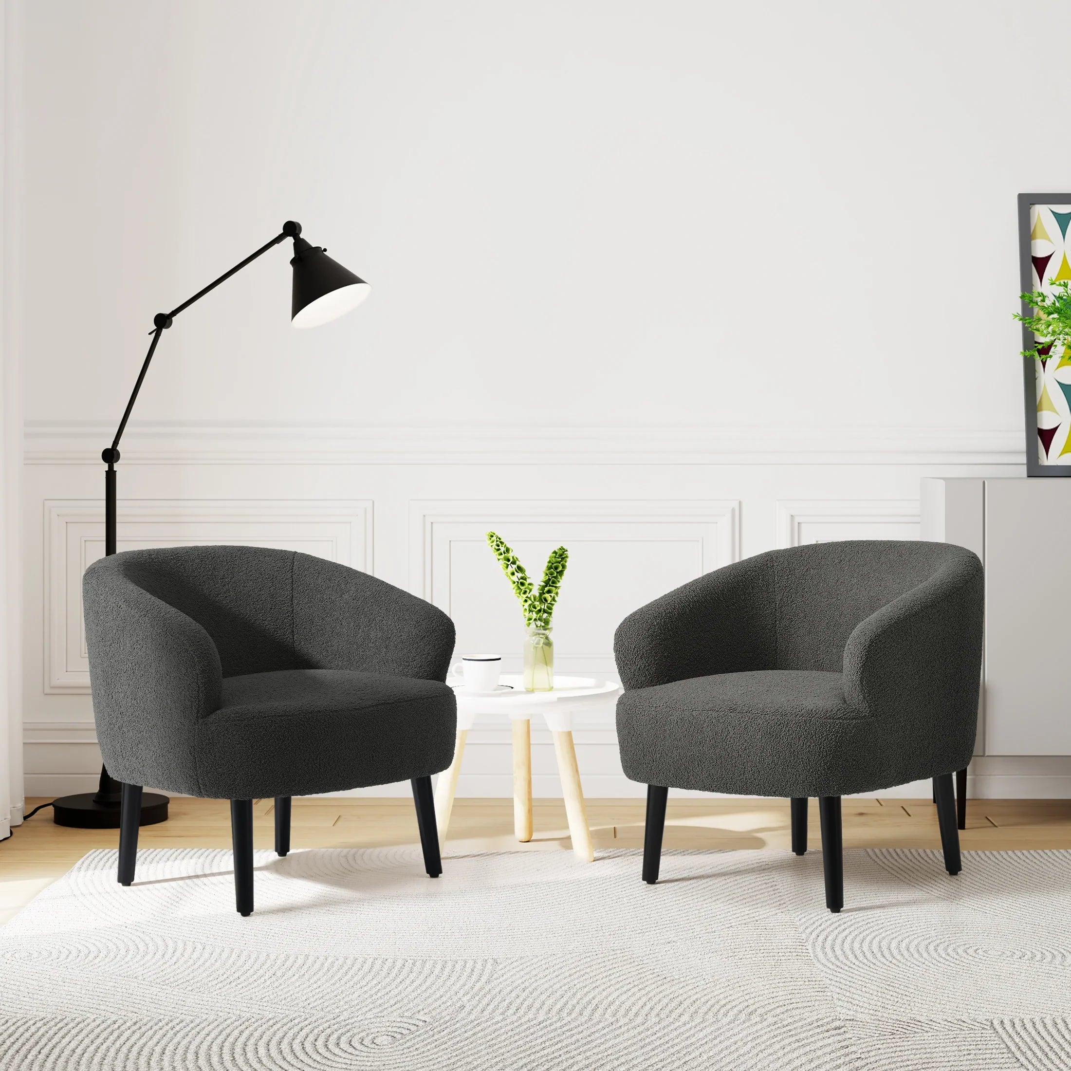 Celine 29" Wide Mid Century Modern Club Barrel Accent Armchair, Set of Two