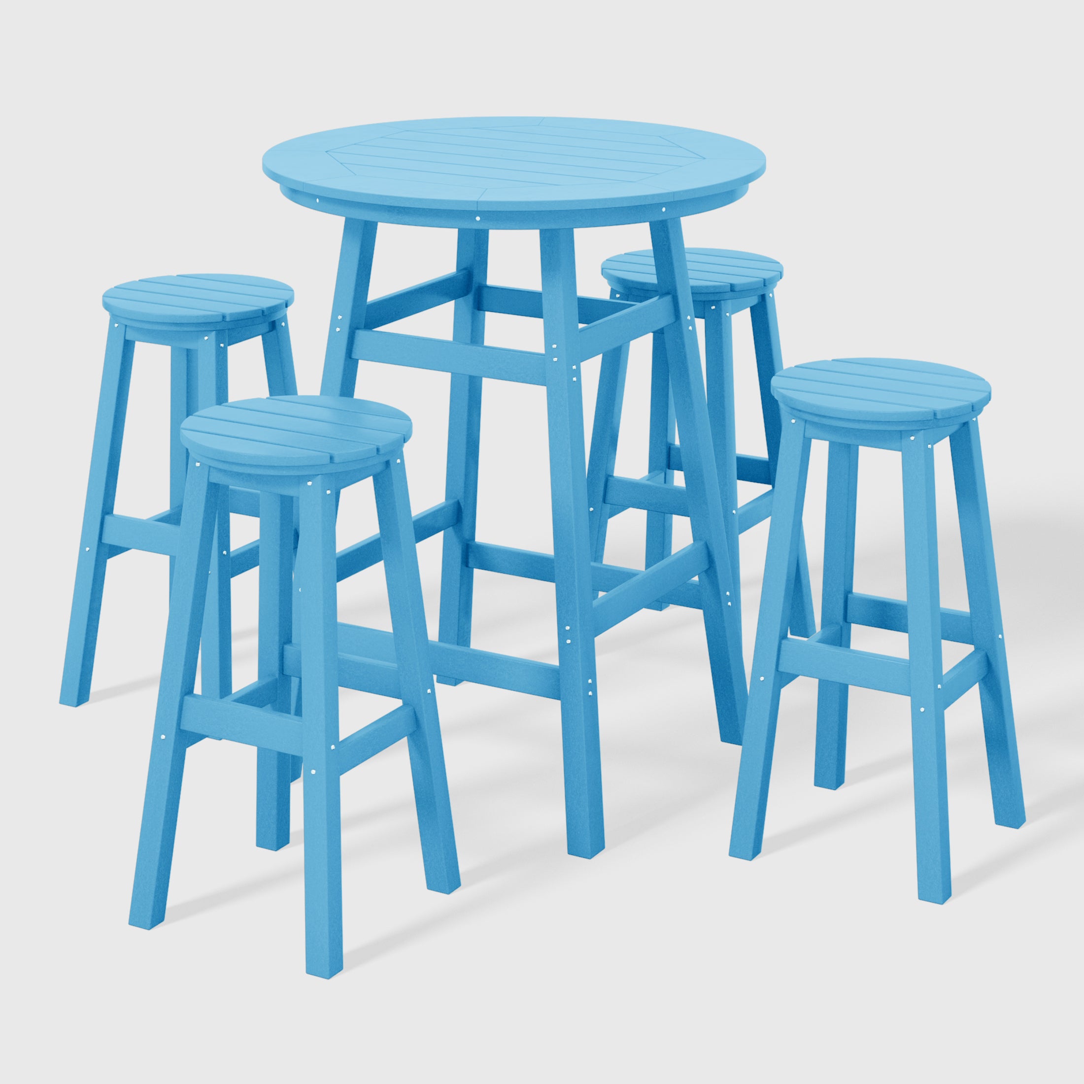 Paradise 5-Piece HDPE Outdoor Patio Dining Bar Bistro Table Set with Bar Stools