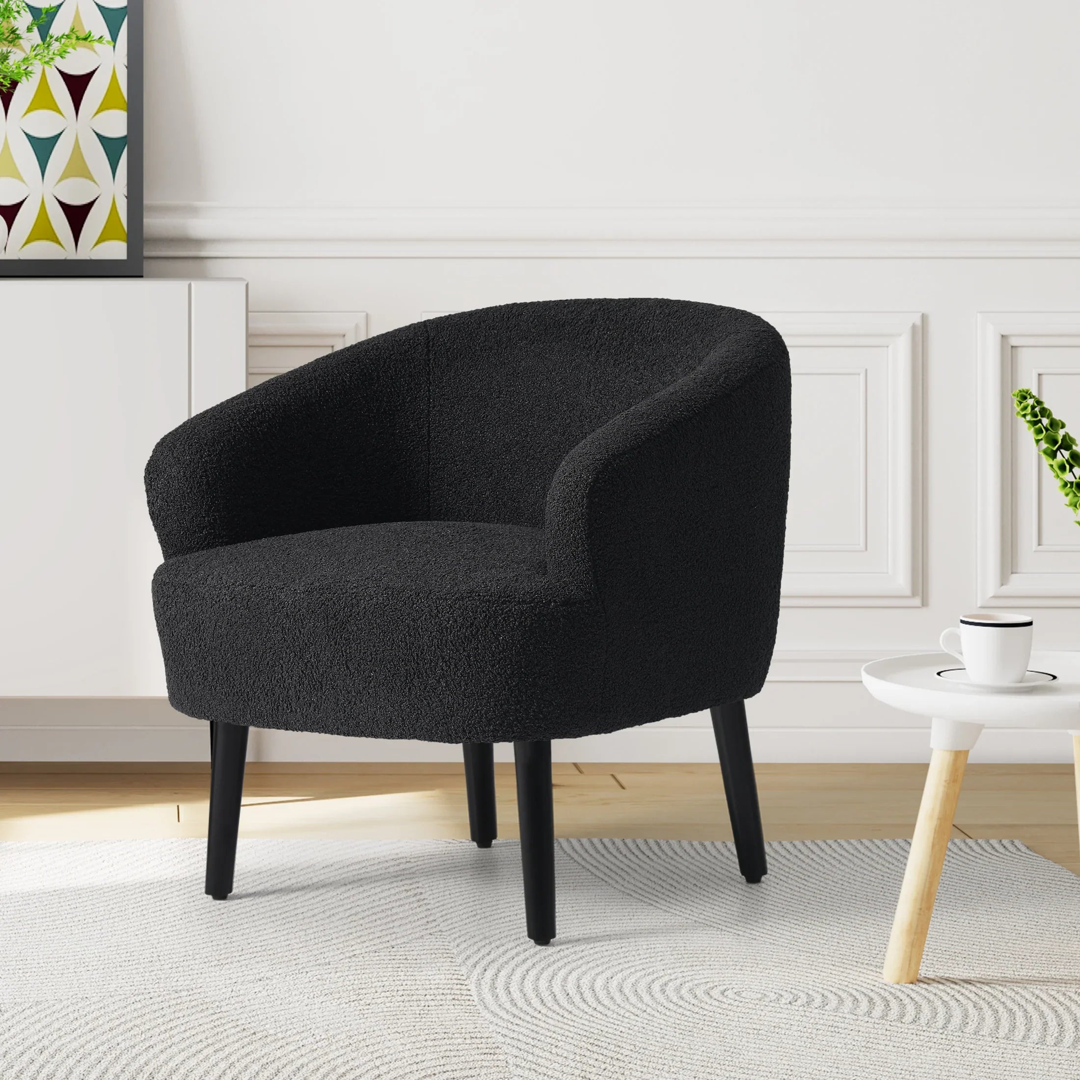 Celine 29" Wide Mid Century Modern Club Barrel Accent Armchair
