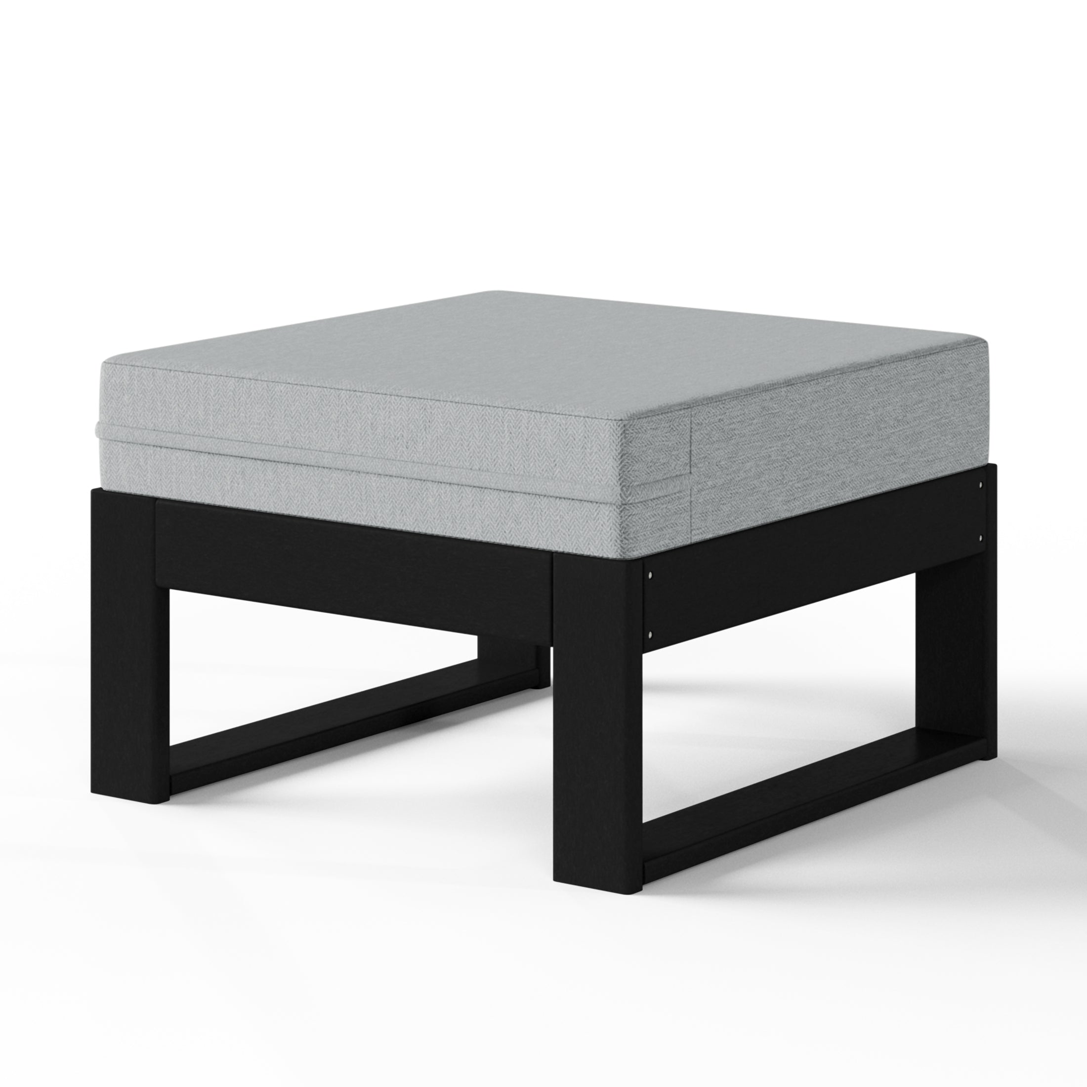 Rockaway Outdoor HDPE Patio Ottoman with Waterproof Olefin Cushions