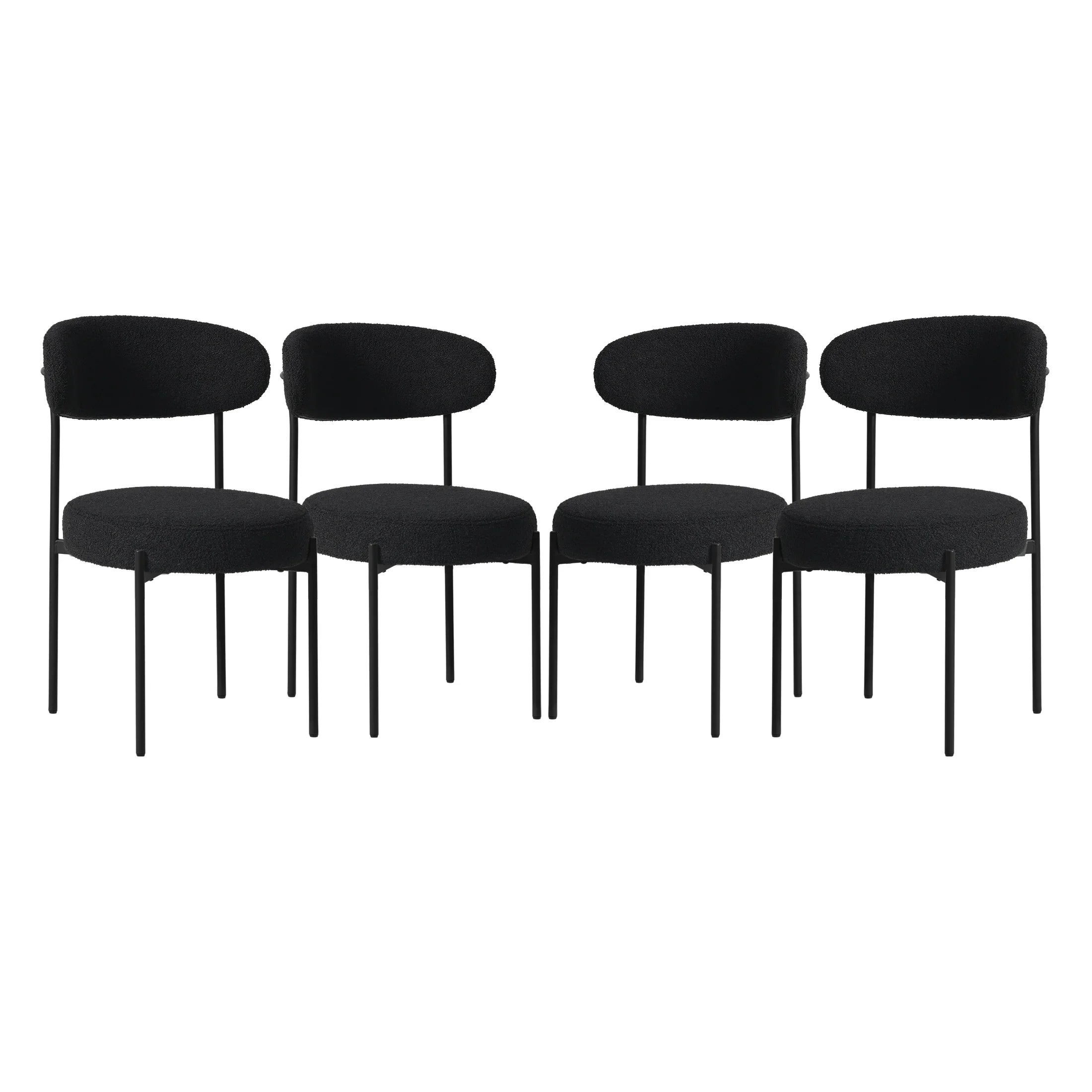 Celine Mid-Century Modern Upholstered Sherpa Round Dining Chairs (Set of 4)