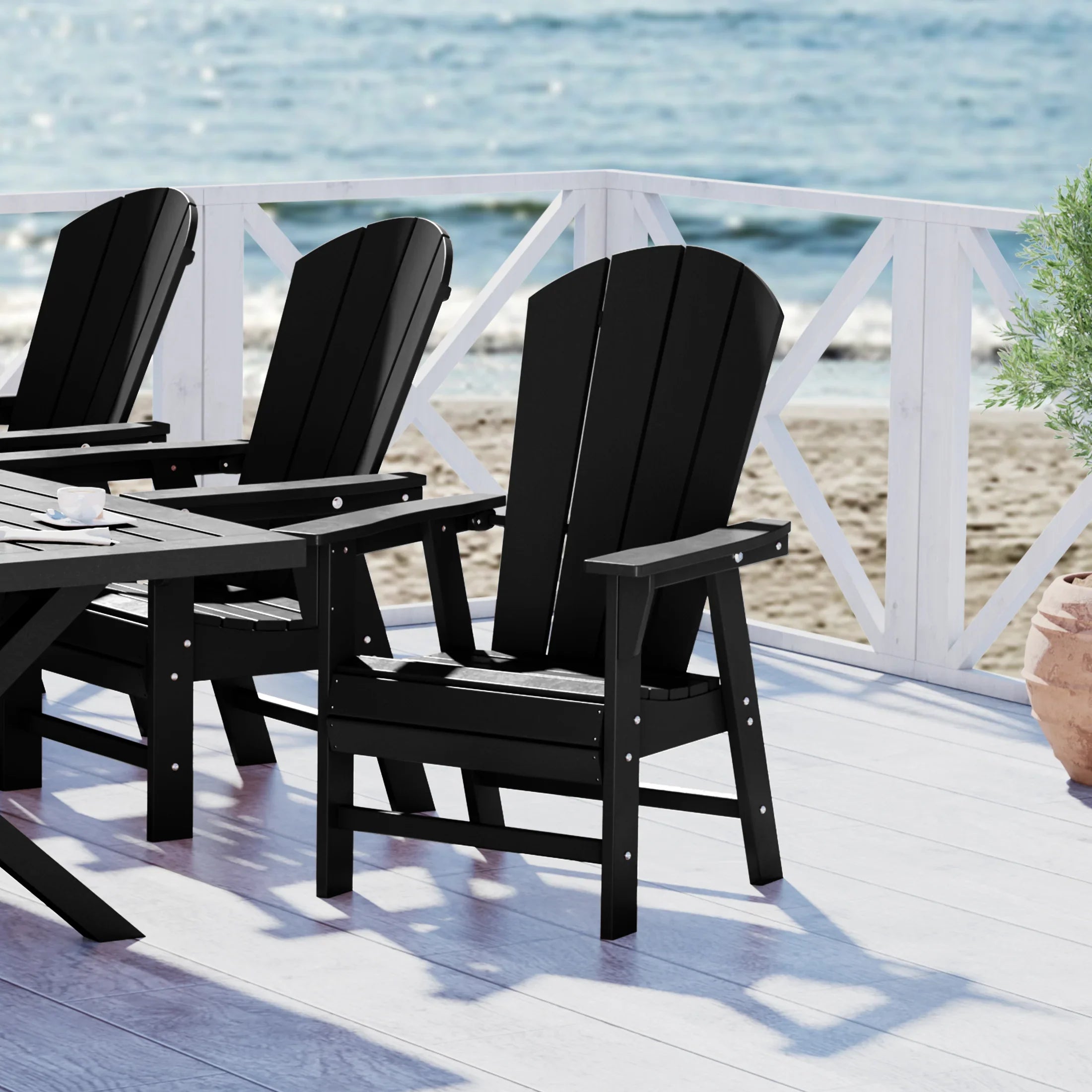 Paradise Outdoor Patio HDPE Plastic Adirondack Dining Chair
