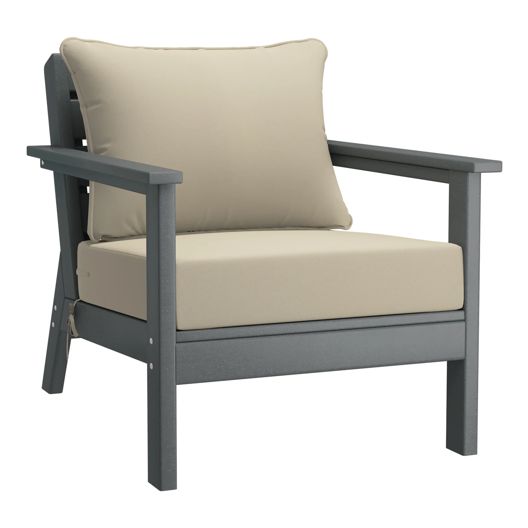 Portsmouth Outdoor Modern HDPE Patio Club Chairs with Deep Seat Cushions (Set of 2)