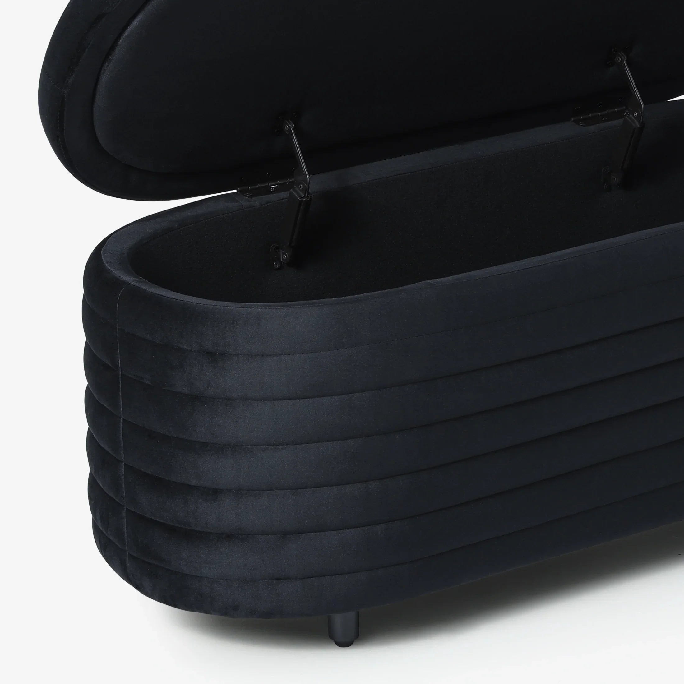 Alaia 42" Wide Mid-Century Modern Upholstered Velvet Tufted Oval Storage Ottoman Bench