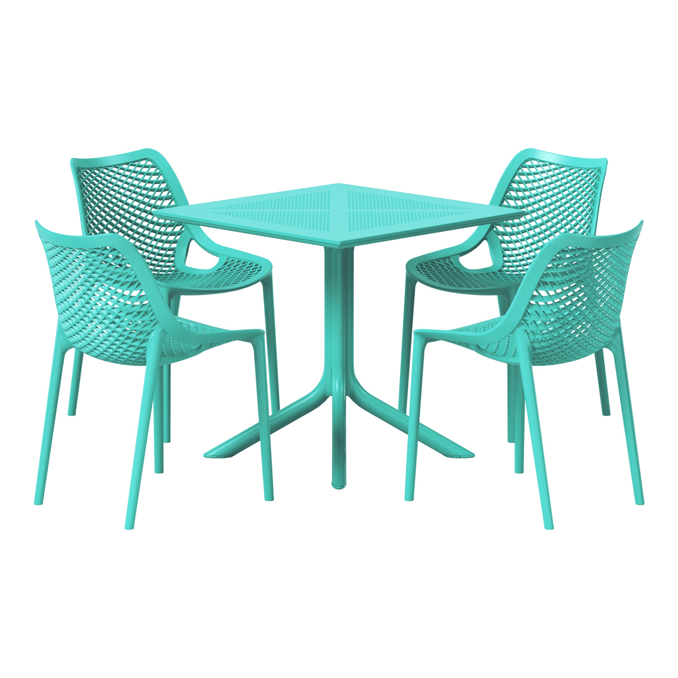 Sunshine 5-Piece Modern Square Patio Dining Table Set with Stackable Patio Dining Chairs
