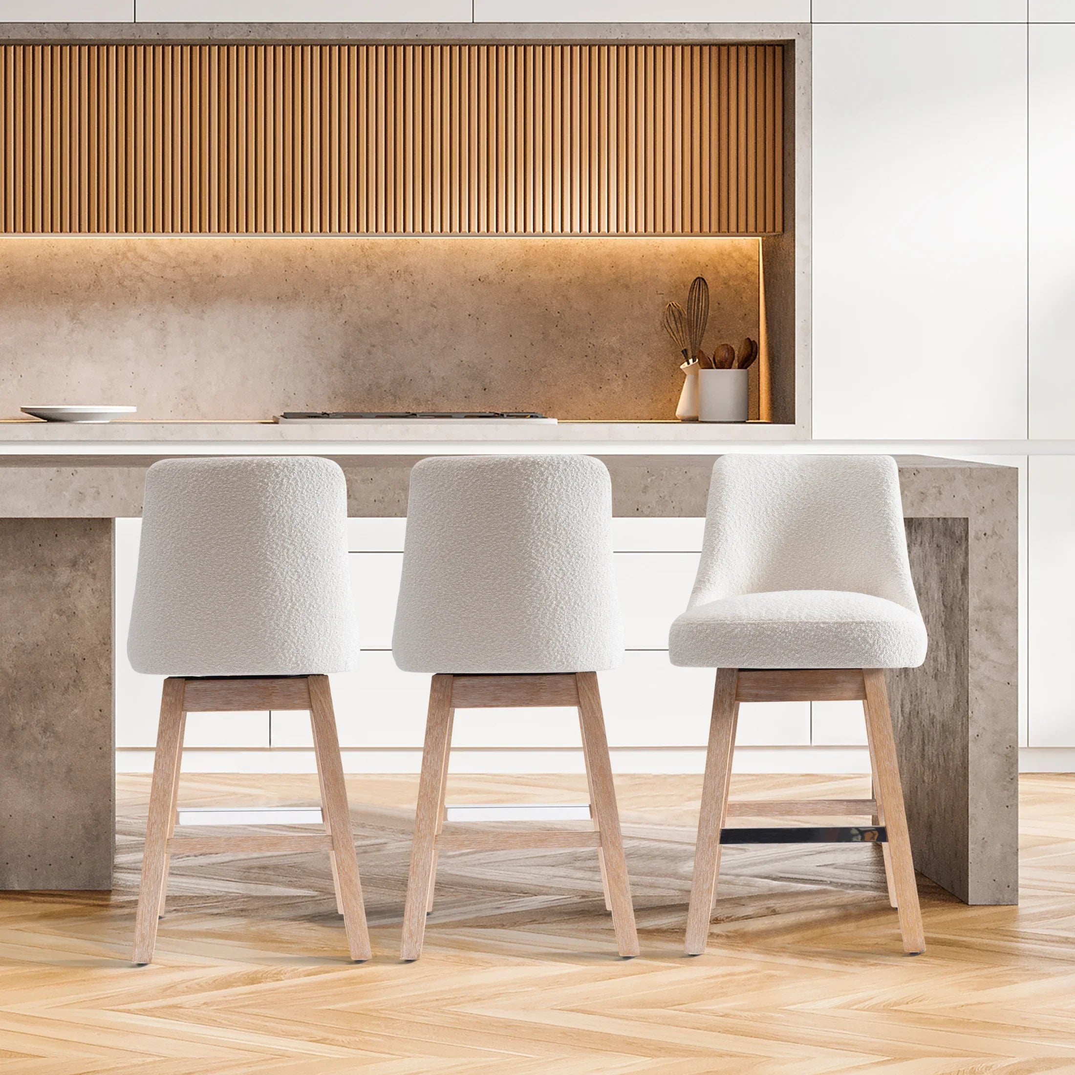 Amélie 26" Upholstered Swivel Counter Height Bar Stools (Set of 3)