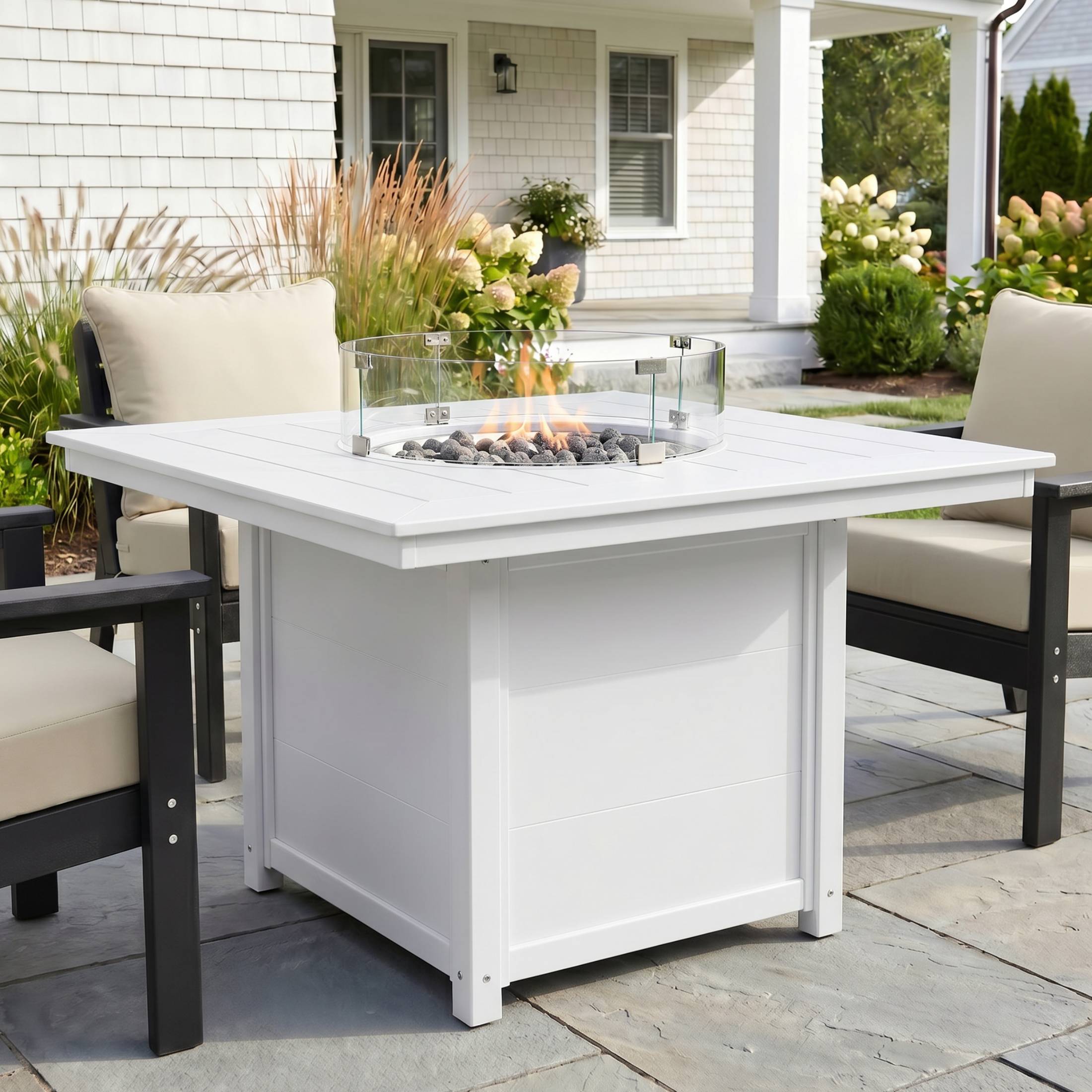 Sol Modern Outdoor Patio Propane 42" Square Fire Pit Table