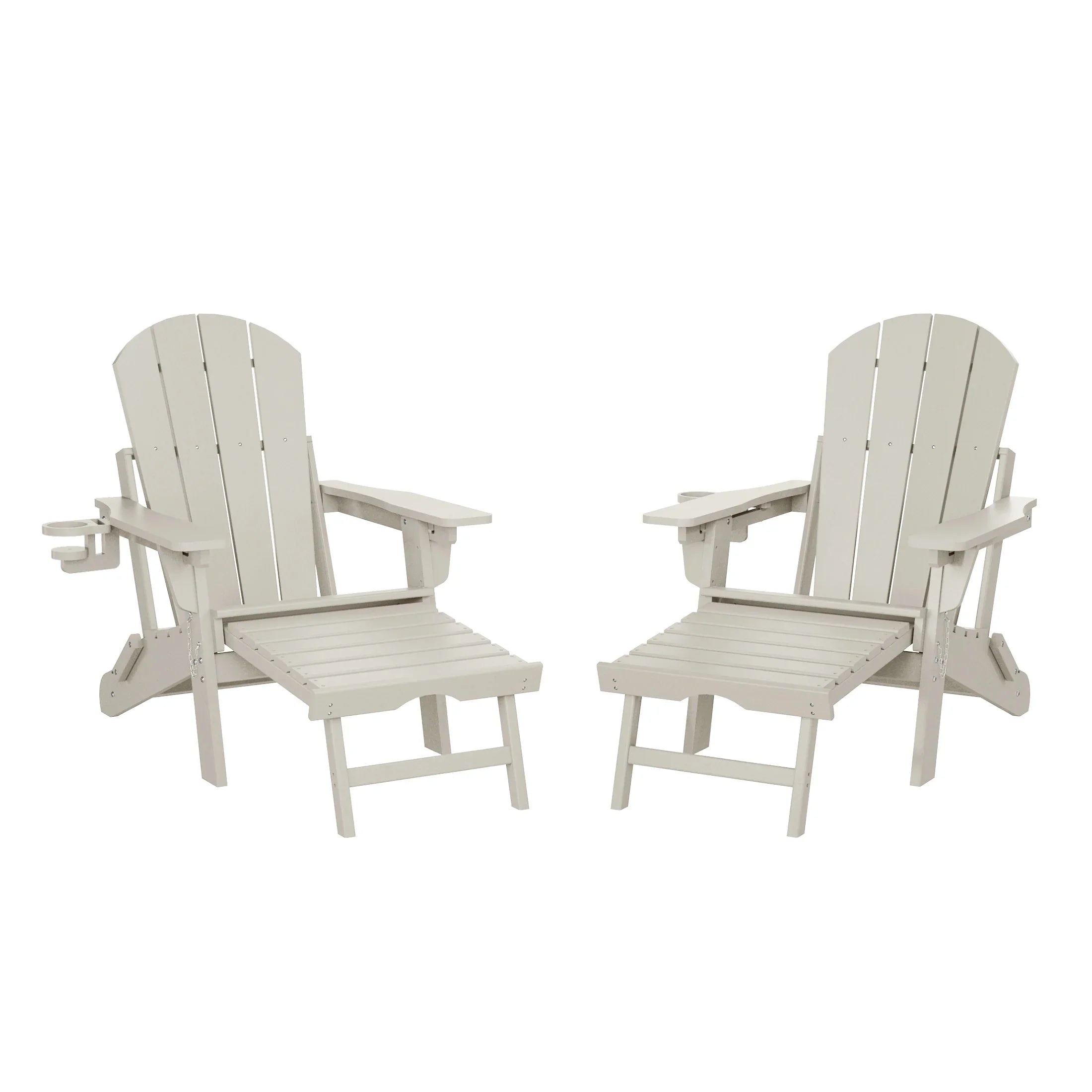 Paradise Folding Adjustable Adirondack Chair with Retractable Ottoman and Cup Holder (Set of 2)