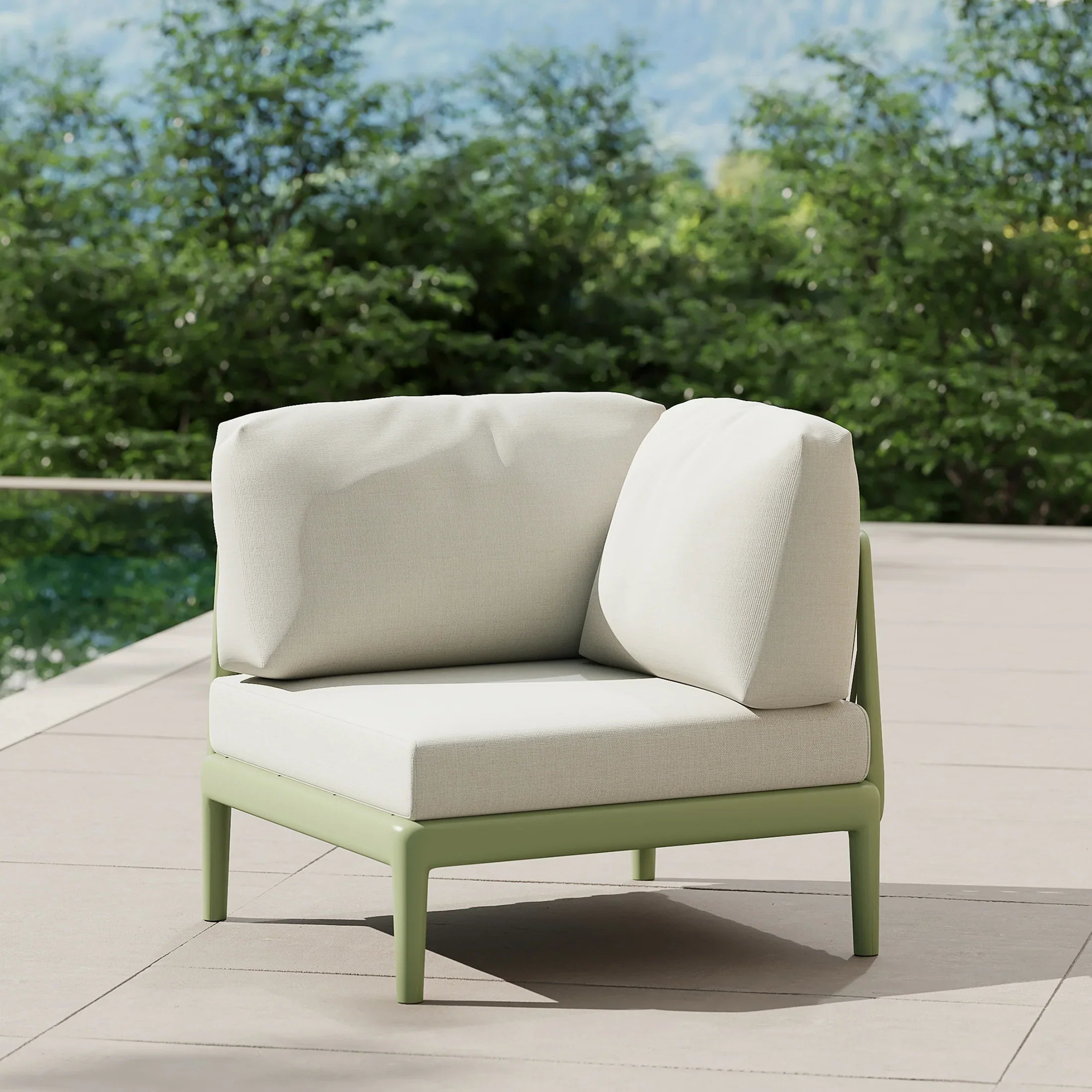 Sunshine Modern Outdoor Polypropylene Resin Deep Seating Sectional Corner Chair
