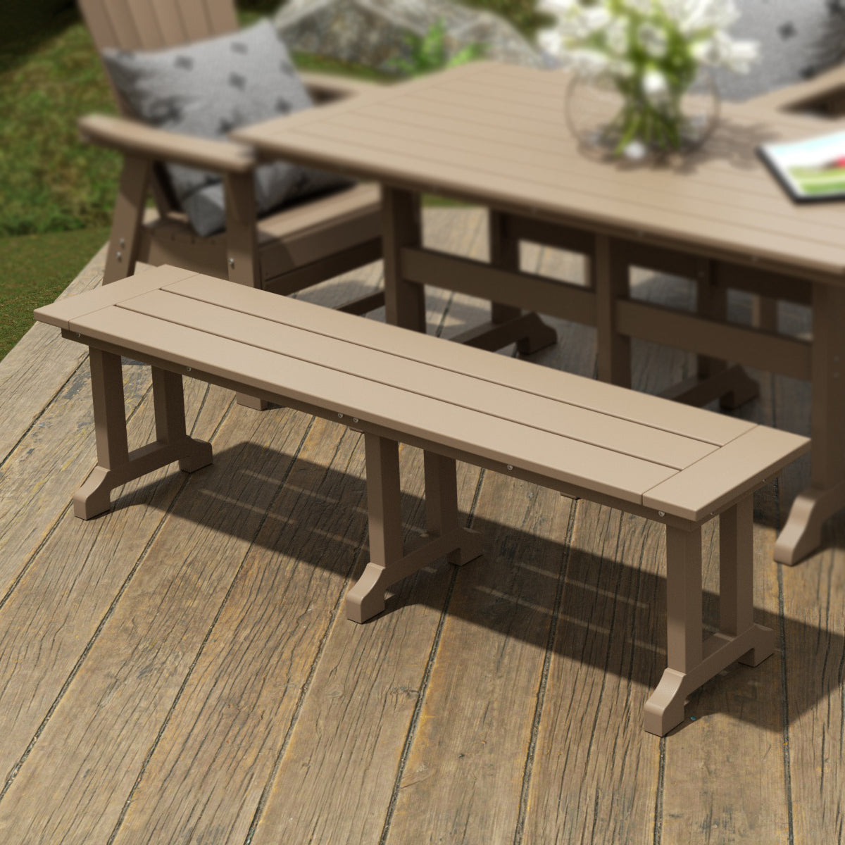 Paradise 65" Outdoor Patio Trestle Dining Bench