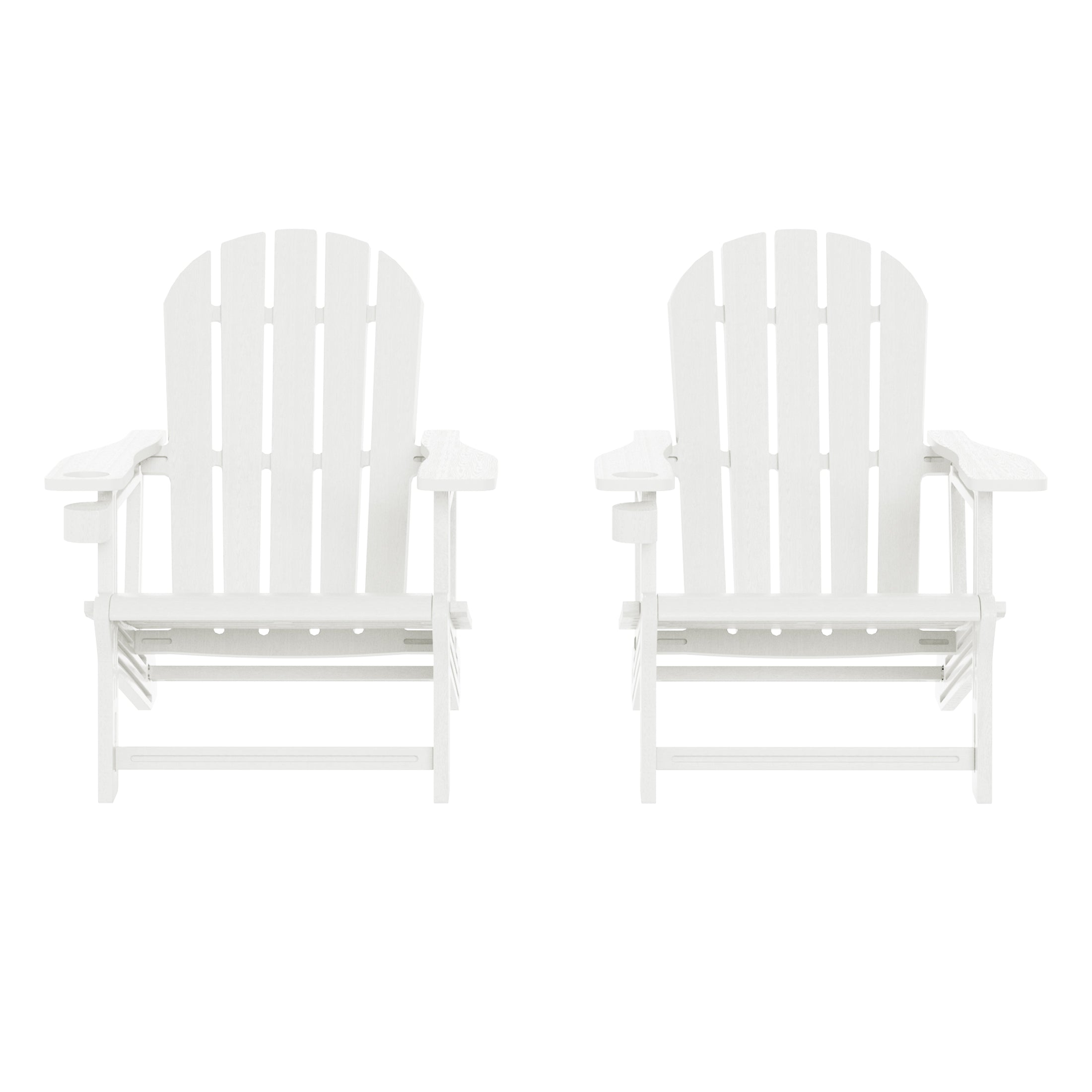 Cayman Tool-Free Assembly Outdoor Patio HDPE Plastic Adirondack Chair with Cup Holder (Set of 2)