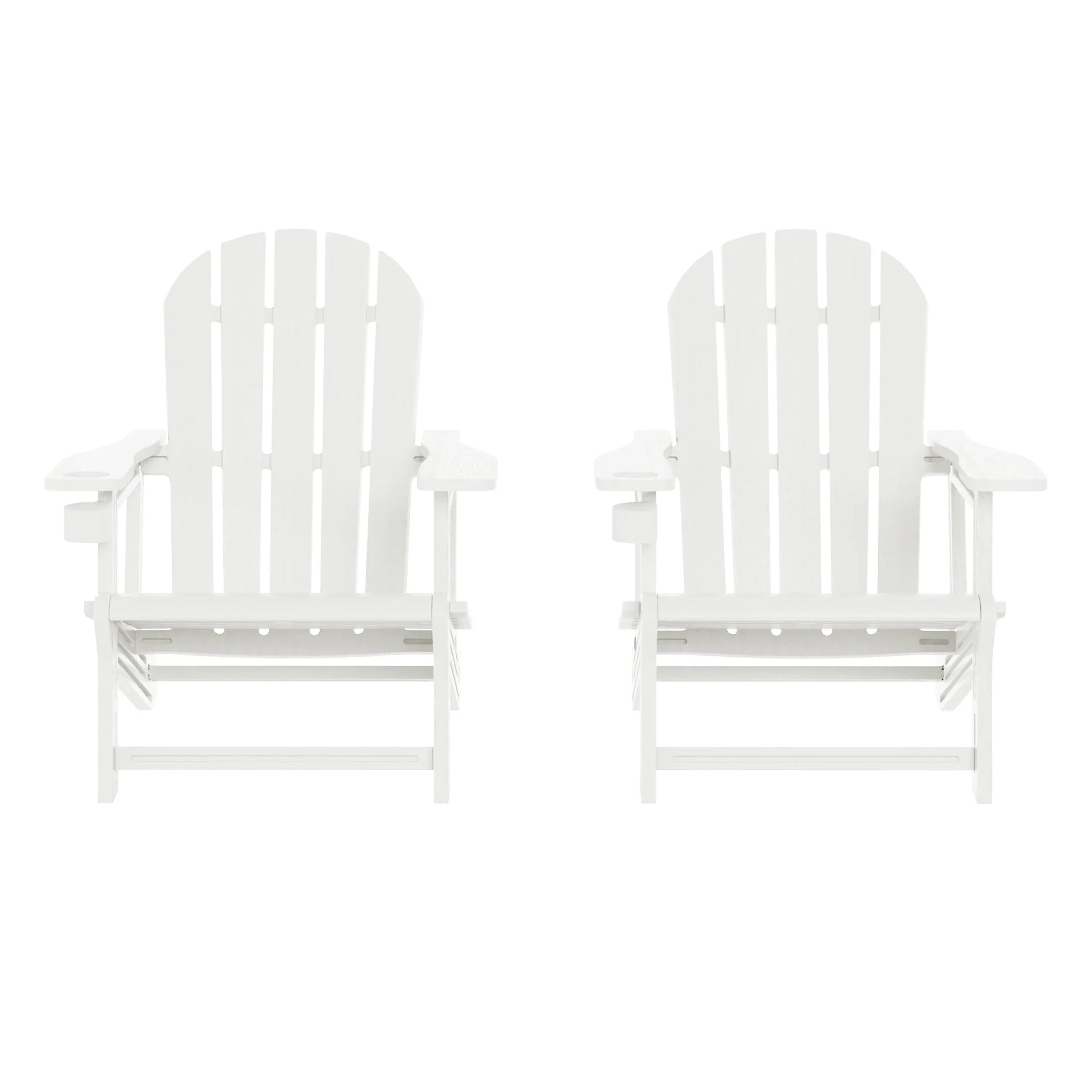 Cayman Tool-Free Assembly Outdoor Patio HDPE Plastic Adirondack Chair with Cup Holder (Set of 2)