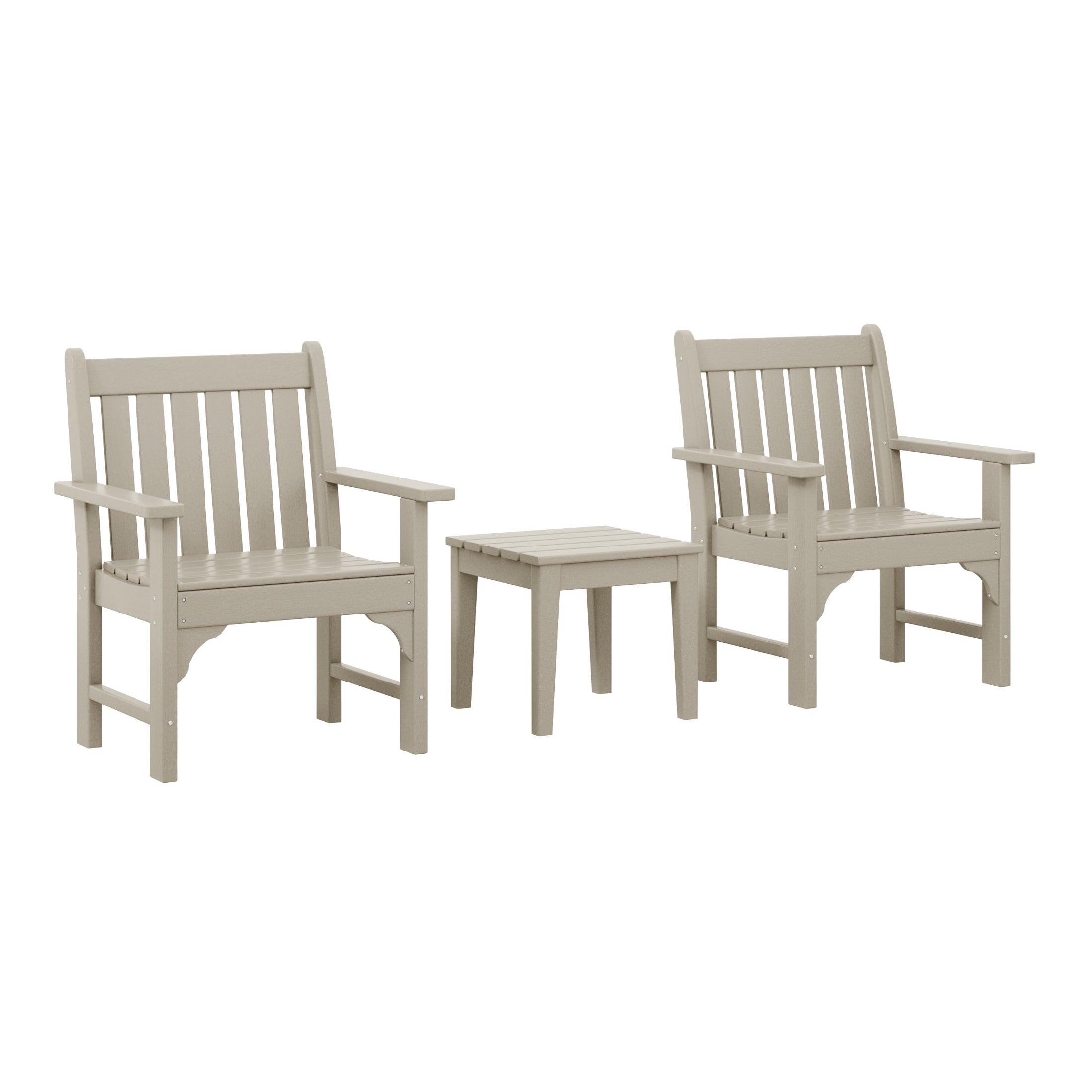 Paradise Outdoor Patio 3-Piece HDPE Adirondack Garden Chairs with Square Adirondack Side Table Set
