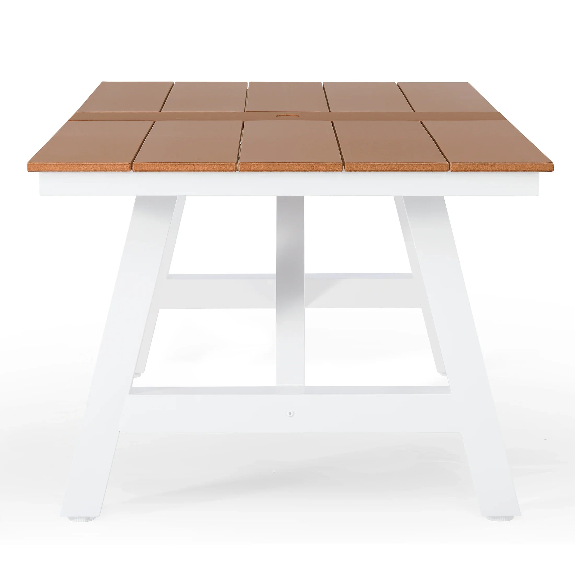 Stinson 72" HDPE Rectangle Outdoor Patio Dining Table With Umbrella Hole and Metal Frame