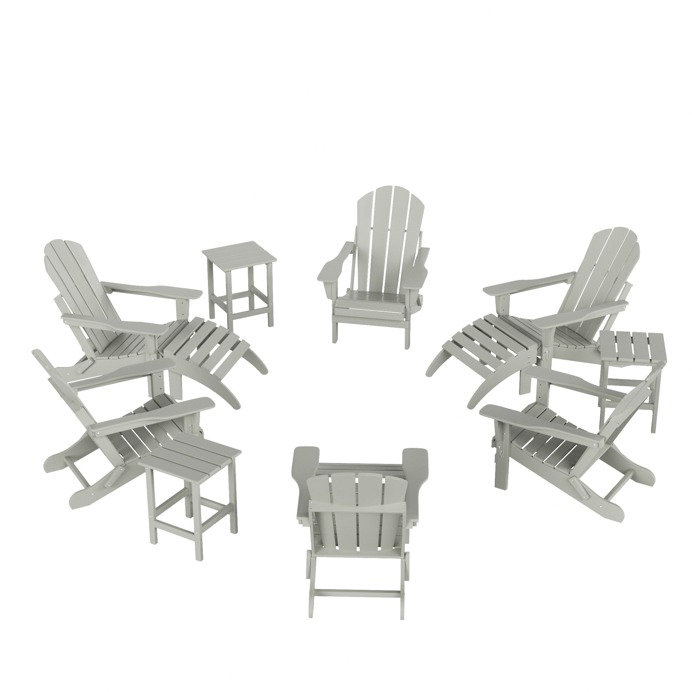 Paradise 12-Piece Outdoor Folding Poly Adirondack Chair With Ottoman And Side Table