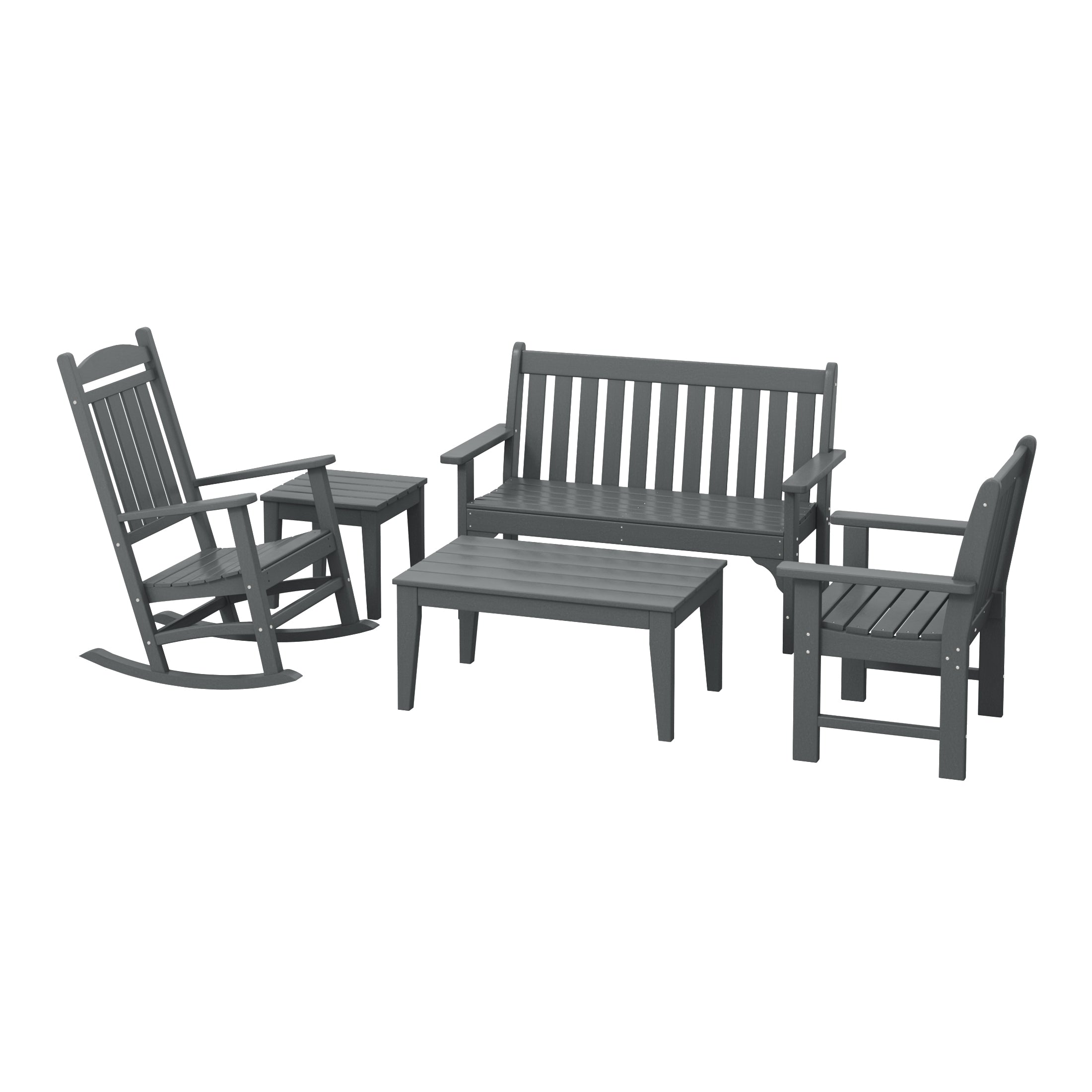 Paradise 5-Piece HDPE Outdoor Patio Furniture Couch and Rocking Chair Set
